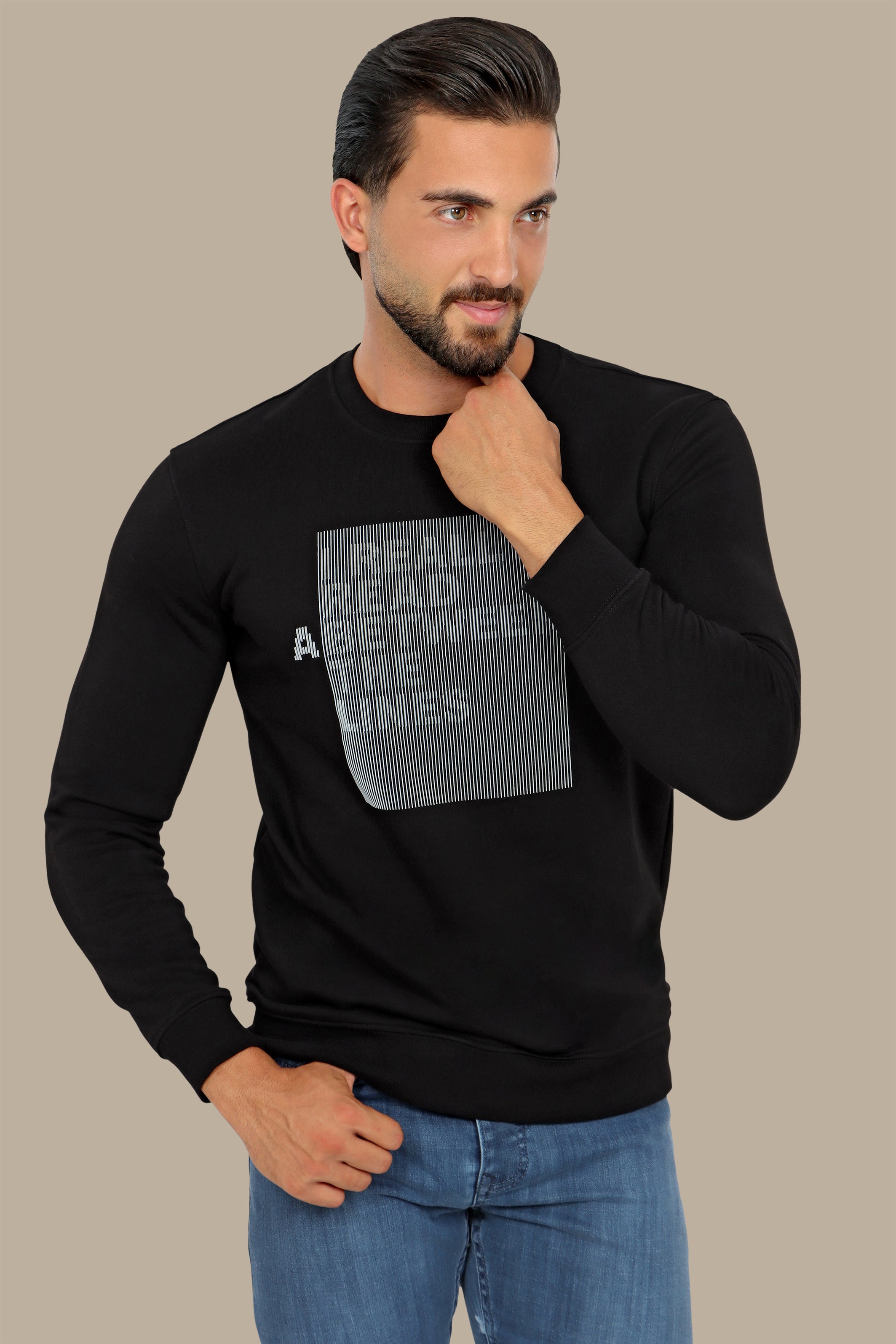 Sleek Style: Black Sweatshirt with Silicon Patch