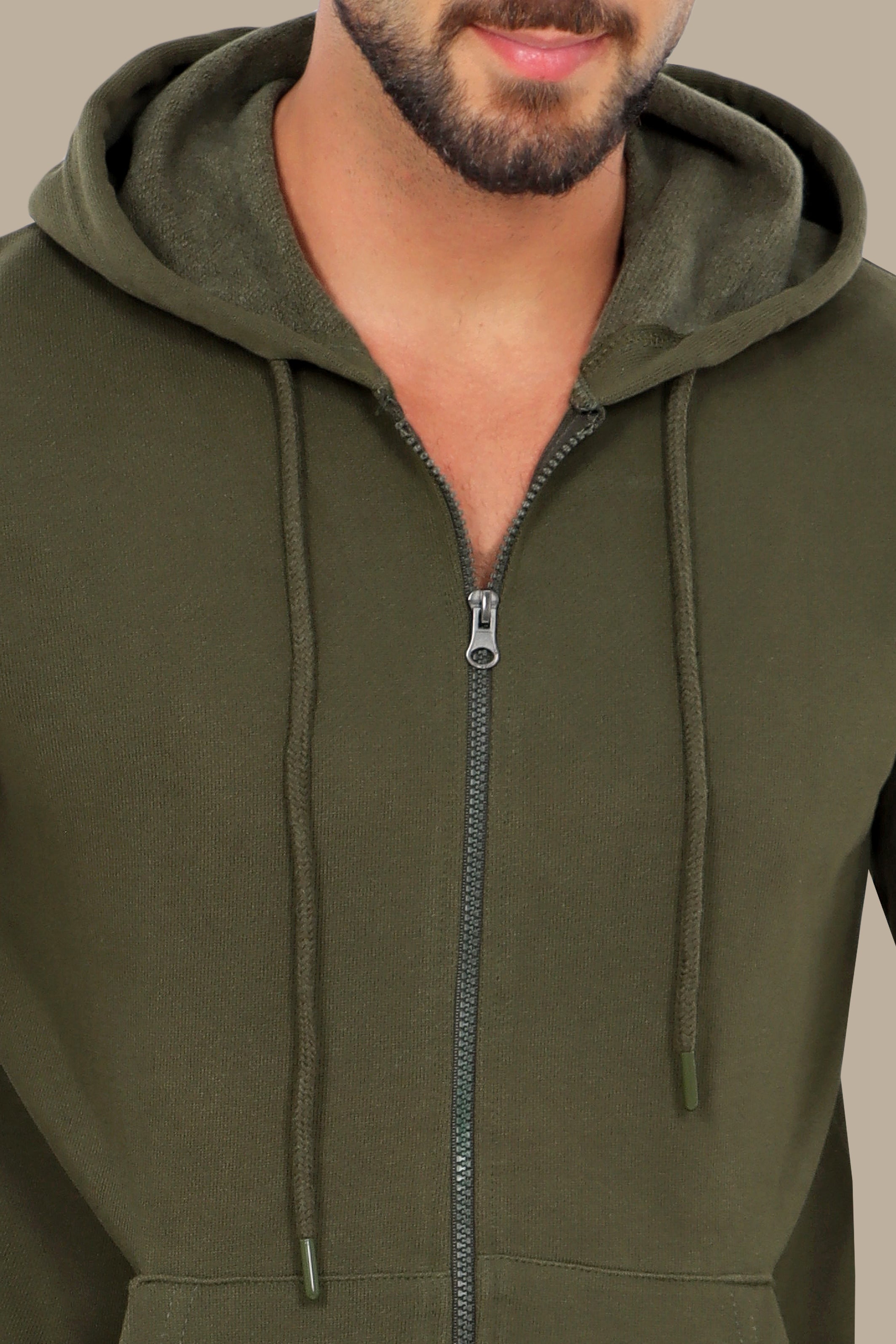 Khaki Hoodie Plain Basic Sweatshirt