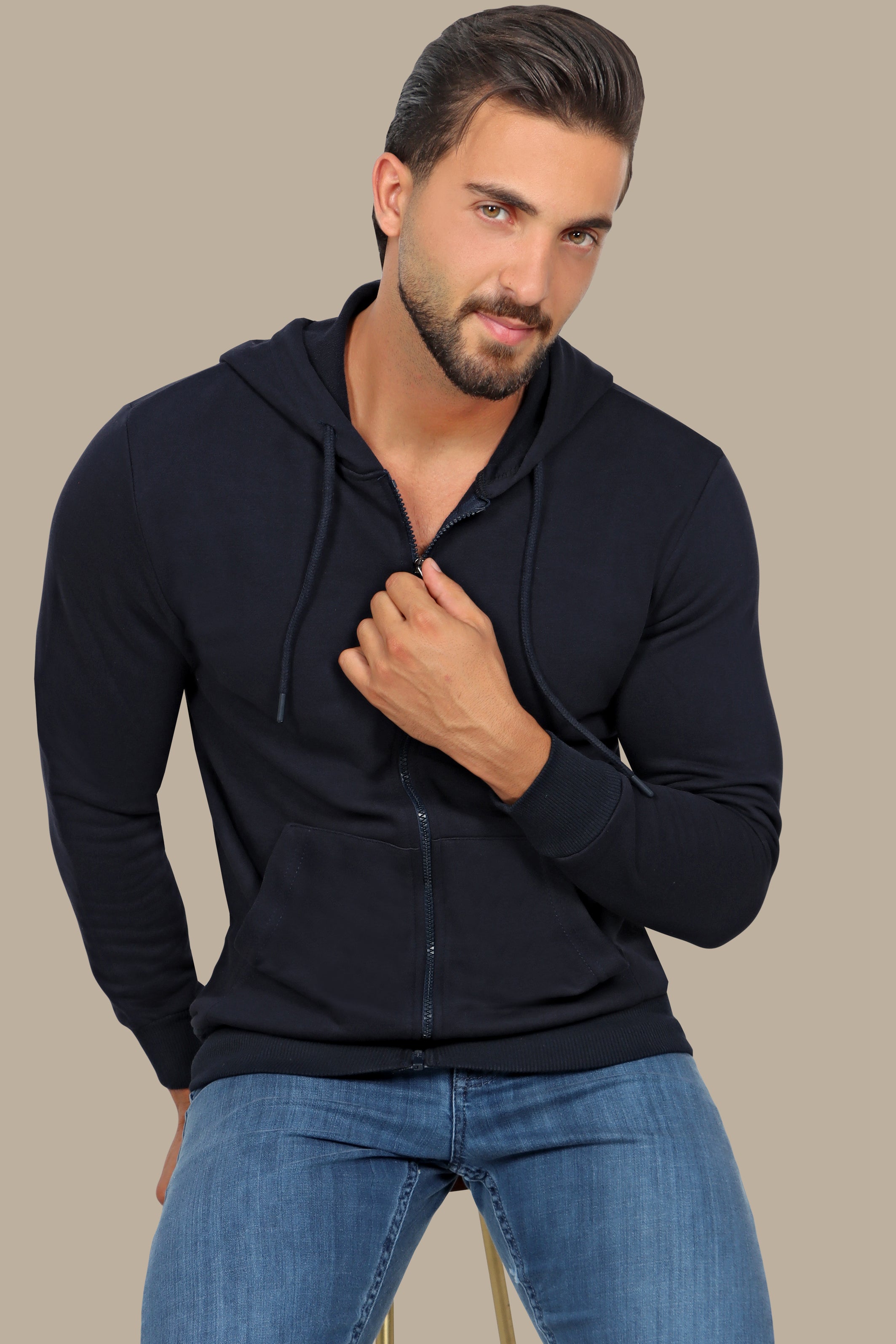 Navy Classic: Plain Basic Hoody Sweatshirt