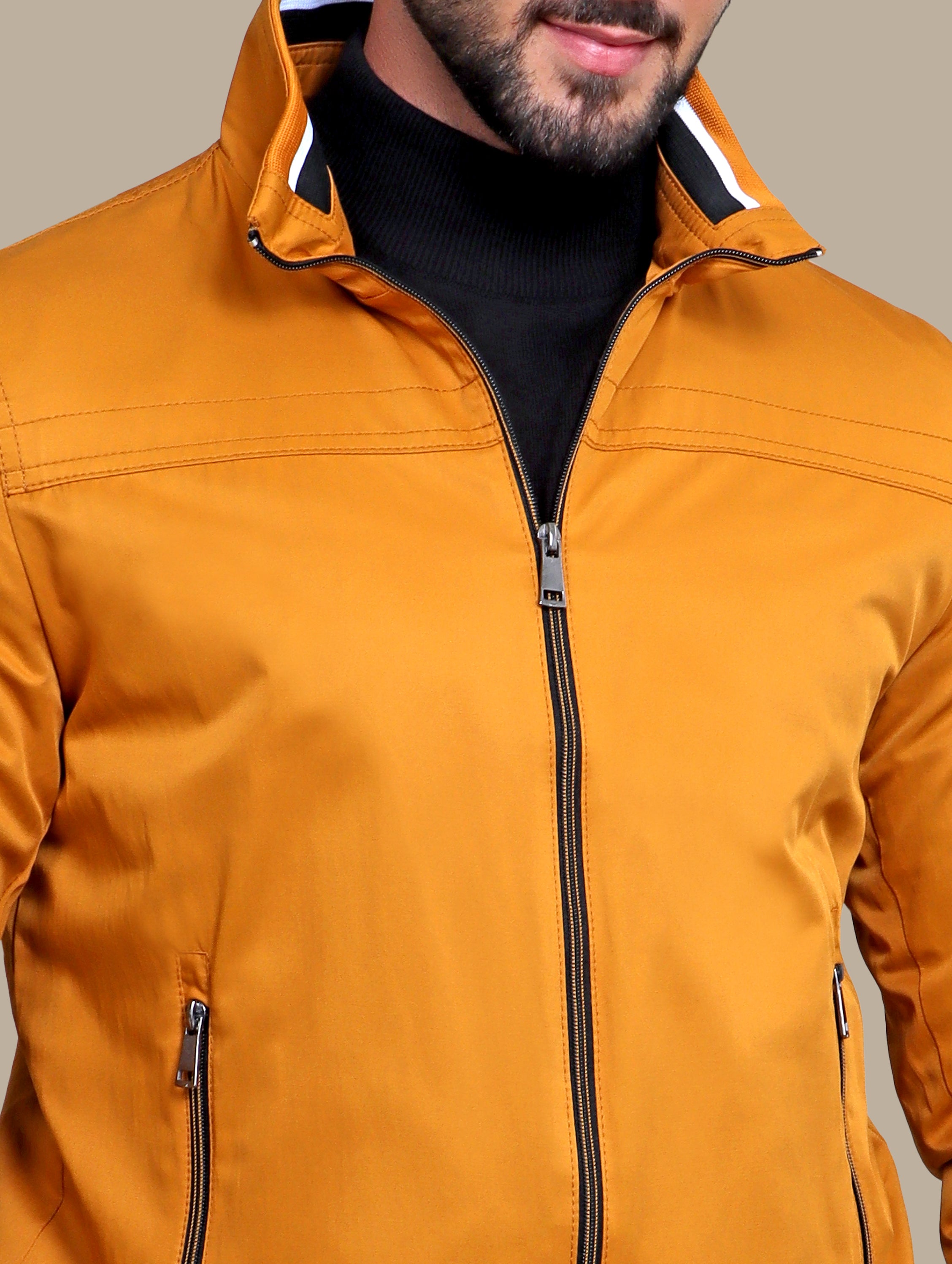 Jacket Blouson Plain Pipping | Mustard