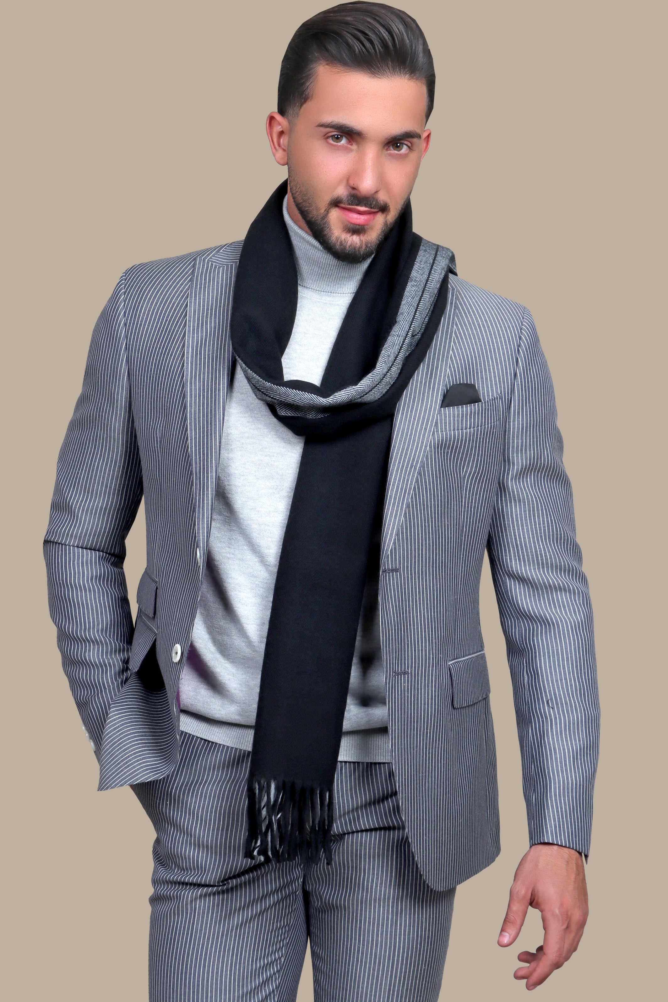 Grey Wool Stripe Suit