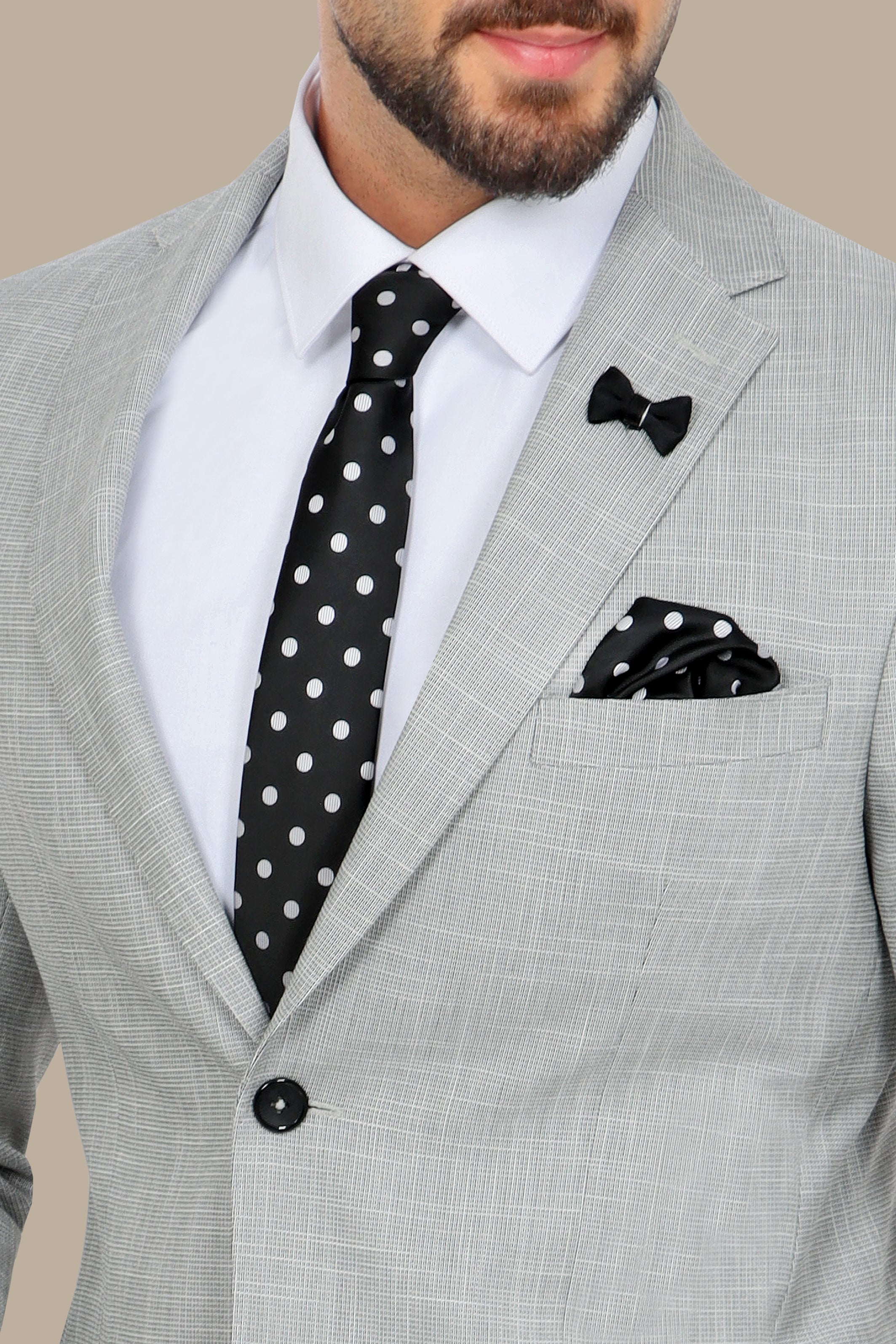 Light Gray Fila Fil Suit with Notch Lapel - 2 Piece