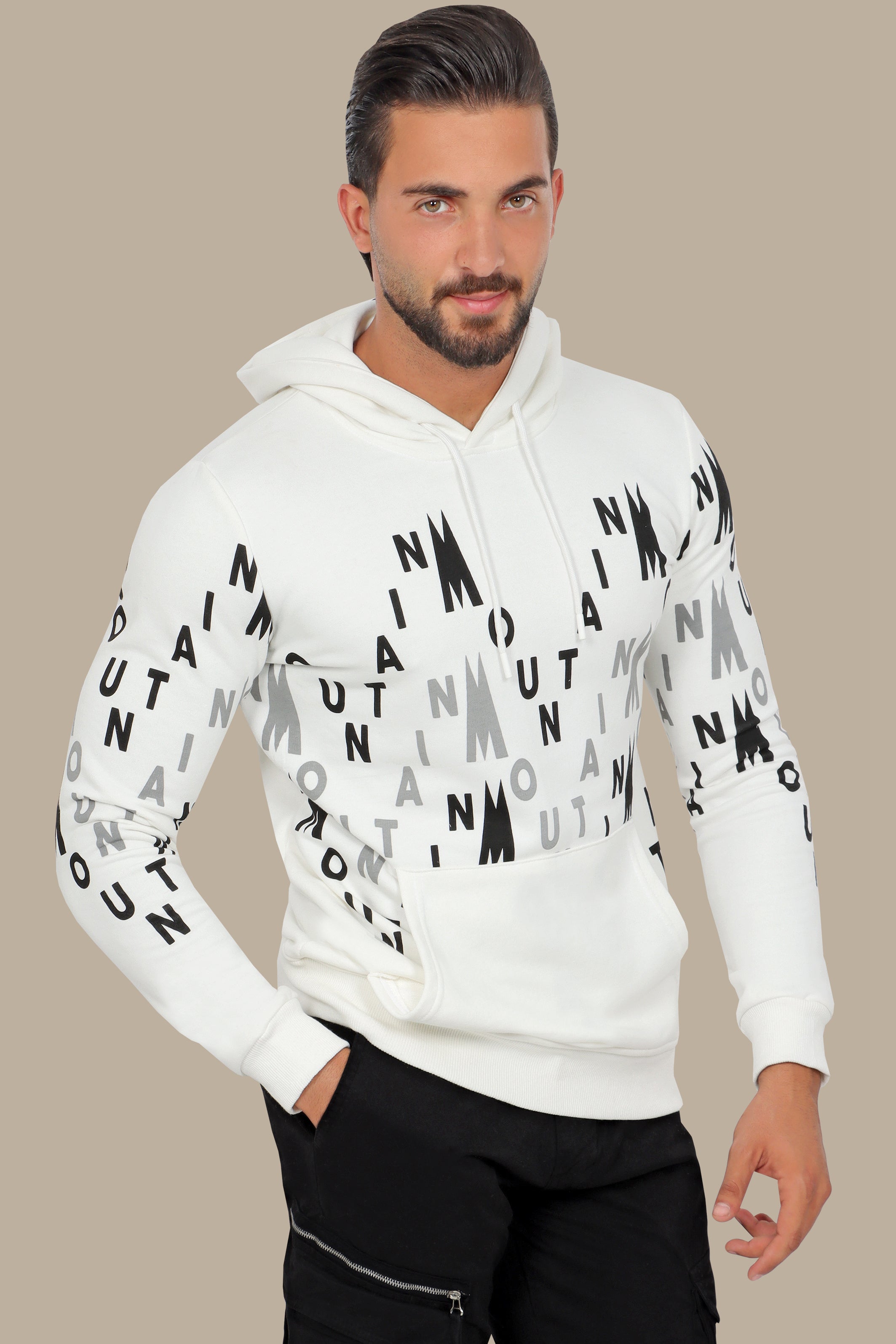 White  Hooded Mountain Sweatshirt