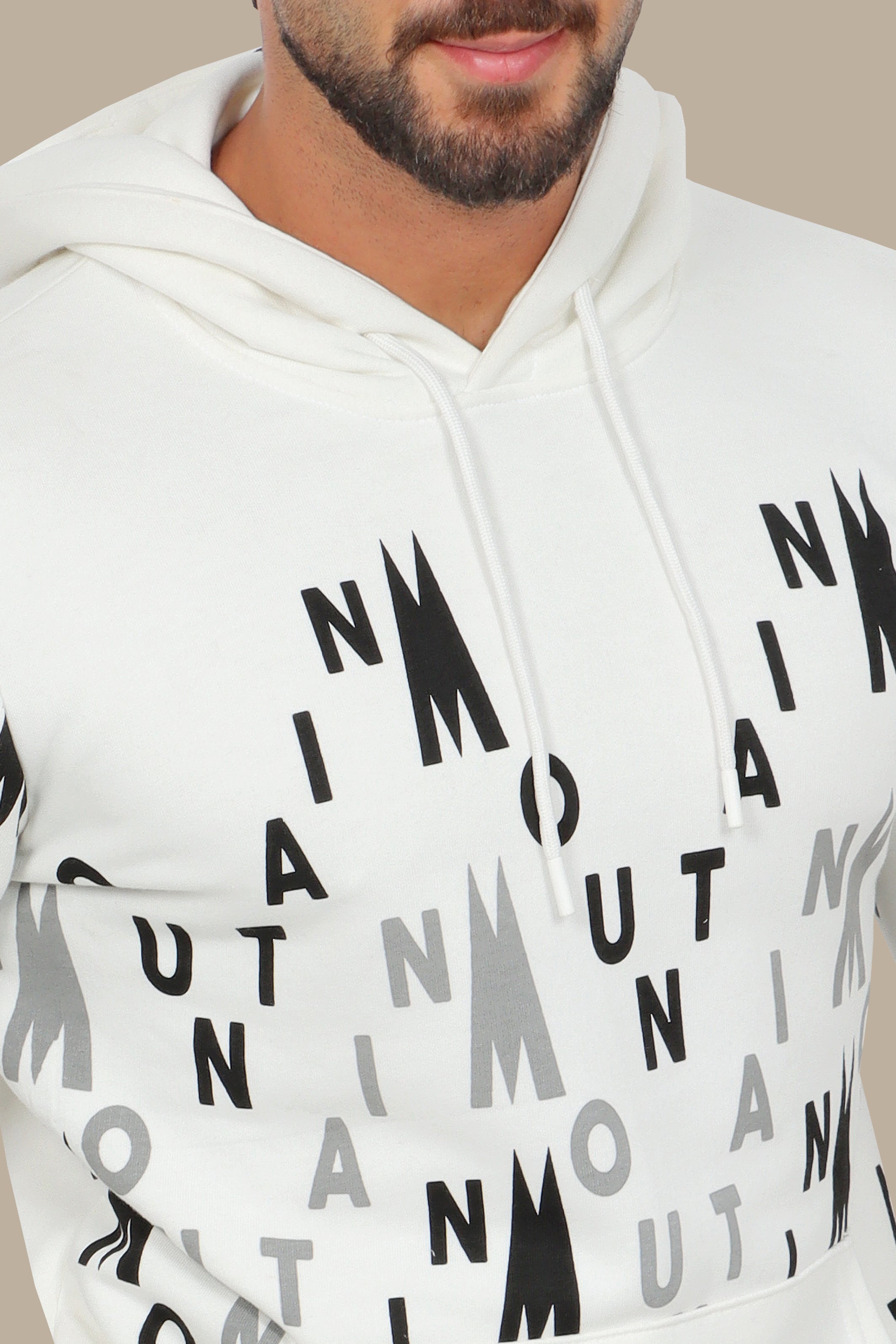 White  Hooded Mountain Sweatshirt