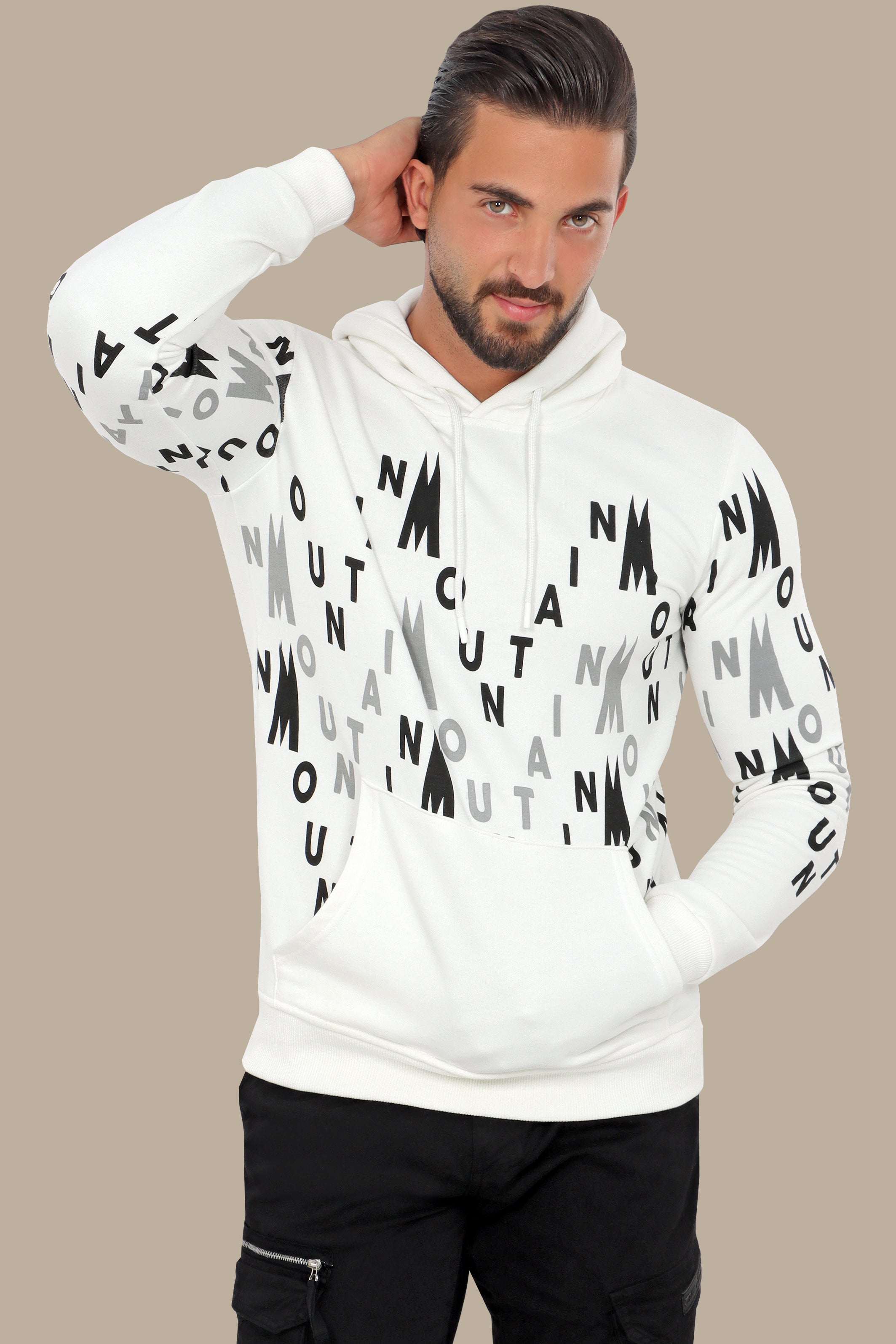 White  Hooded Mountain Sweatshirt