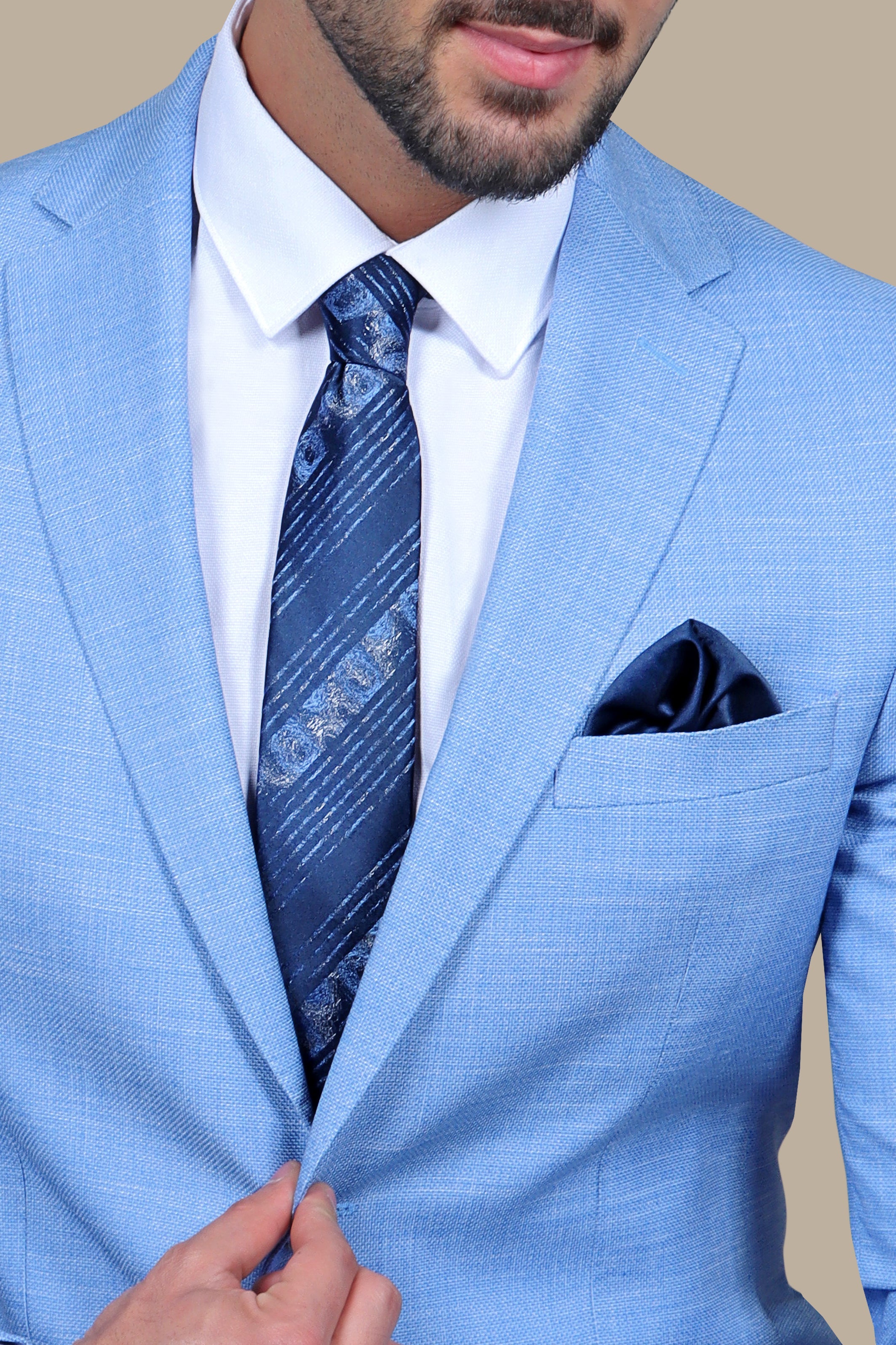 Serene Sophistication: Light Blue Filafil Notch Suit