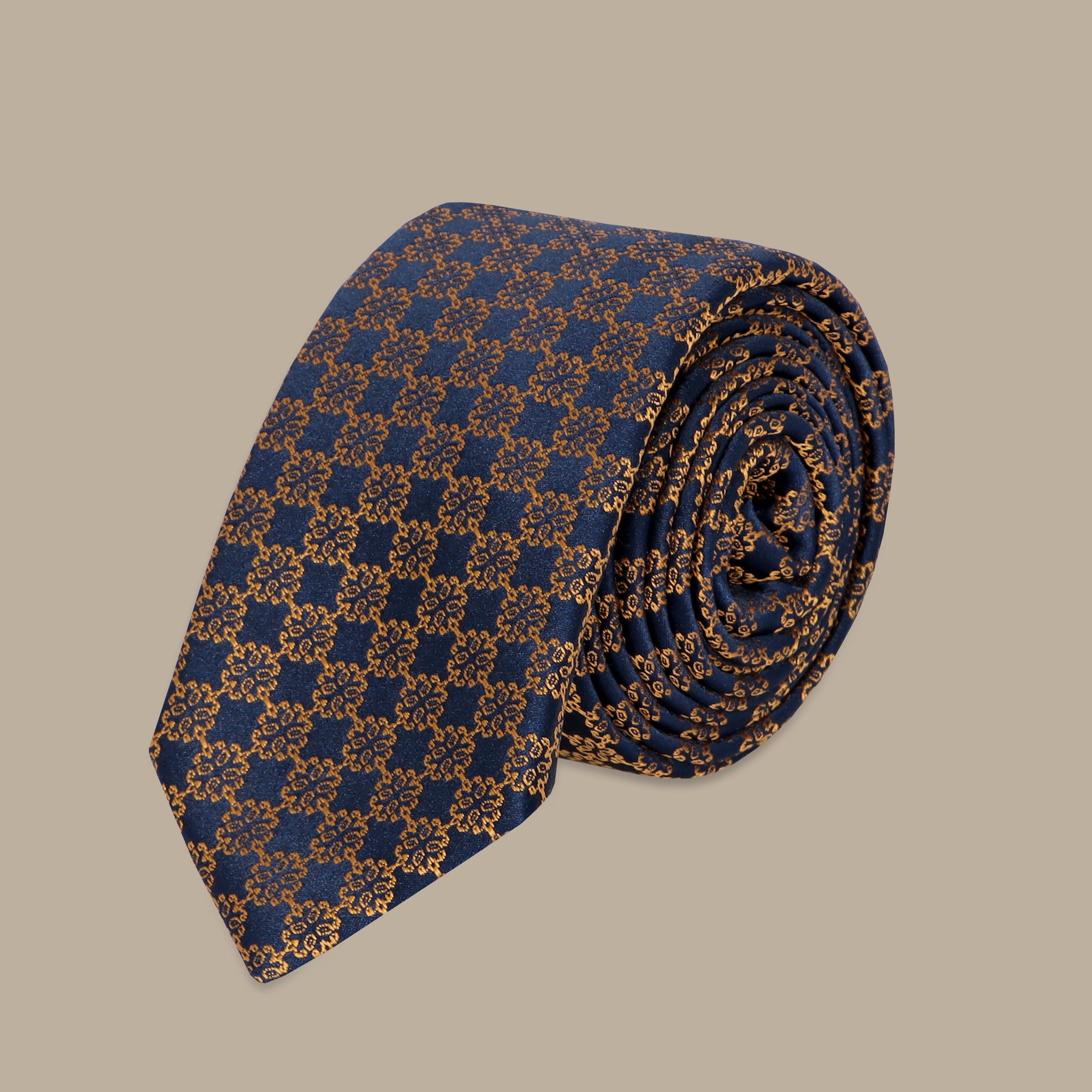 Printed Gold Flower Tie Set - 2-Piece Blue