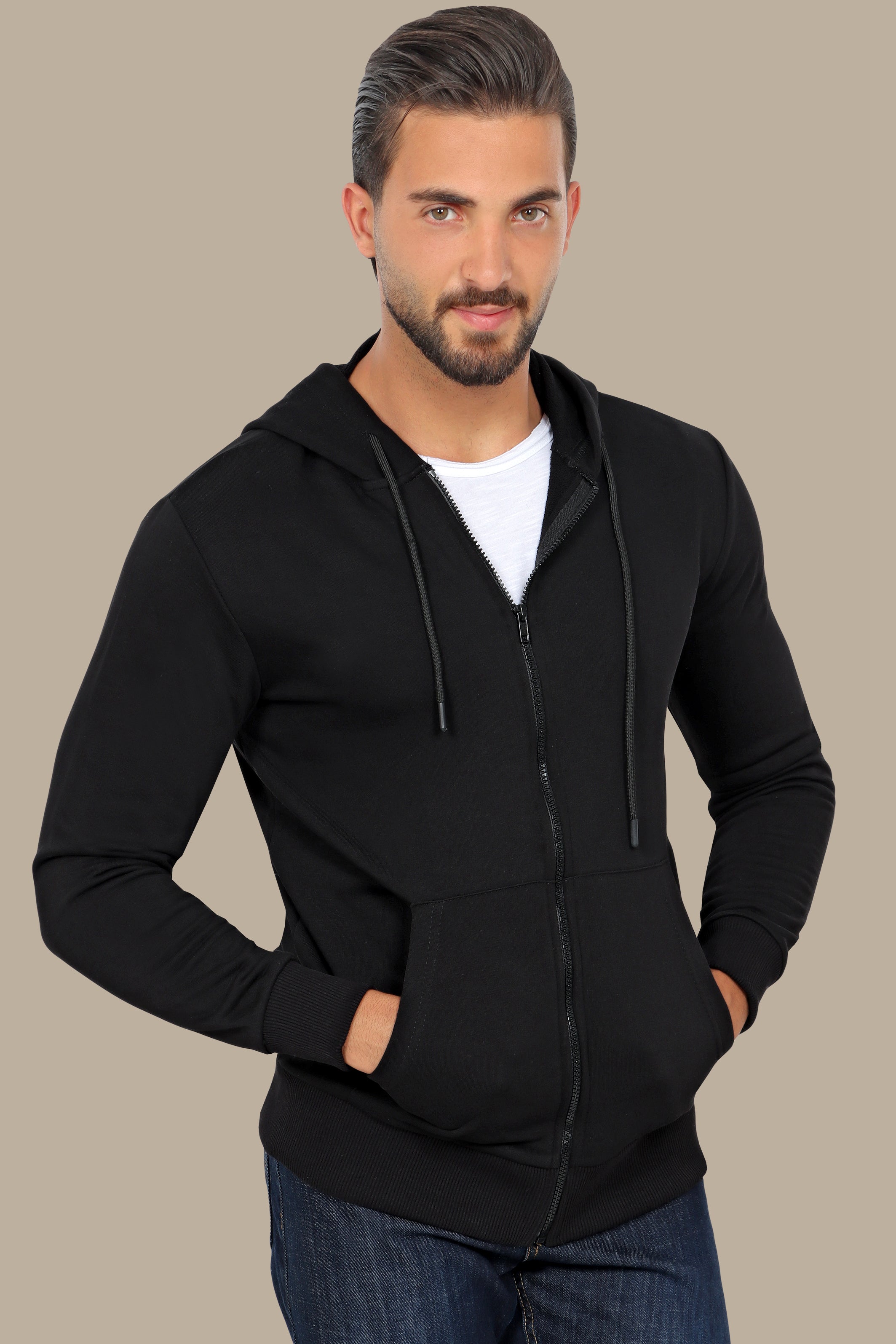 Timeless Elegance: Black Plain Basic Hoody