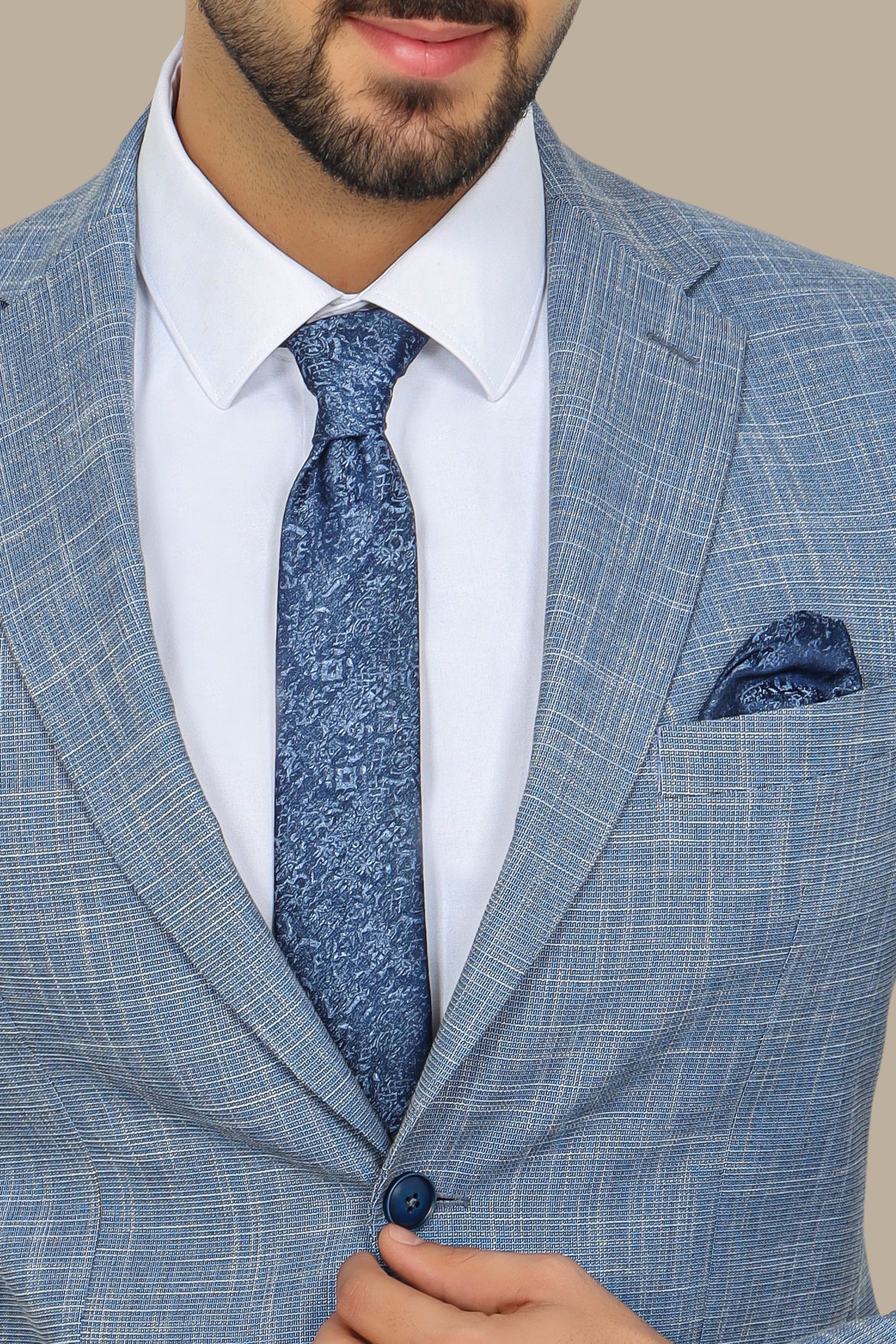 Blue 2-Piece Suit with Fila Fil Notch Lapel