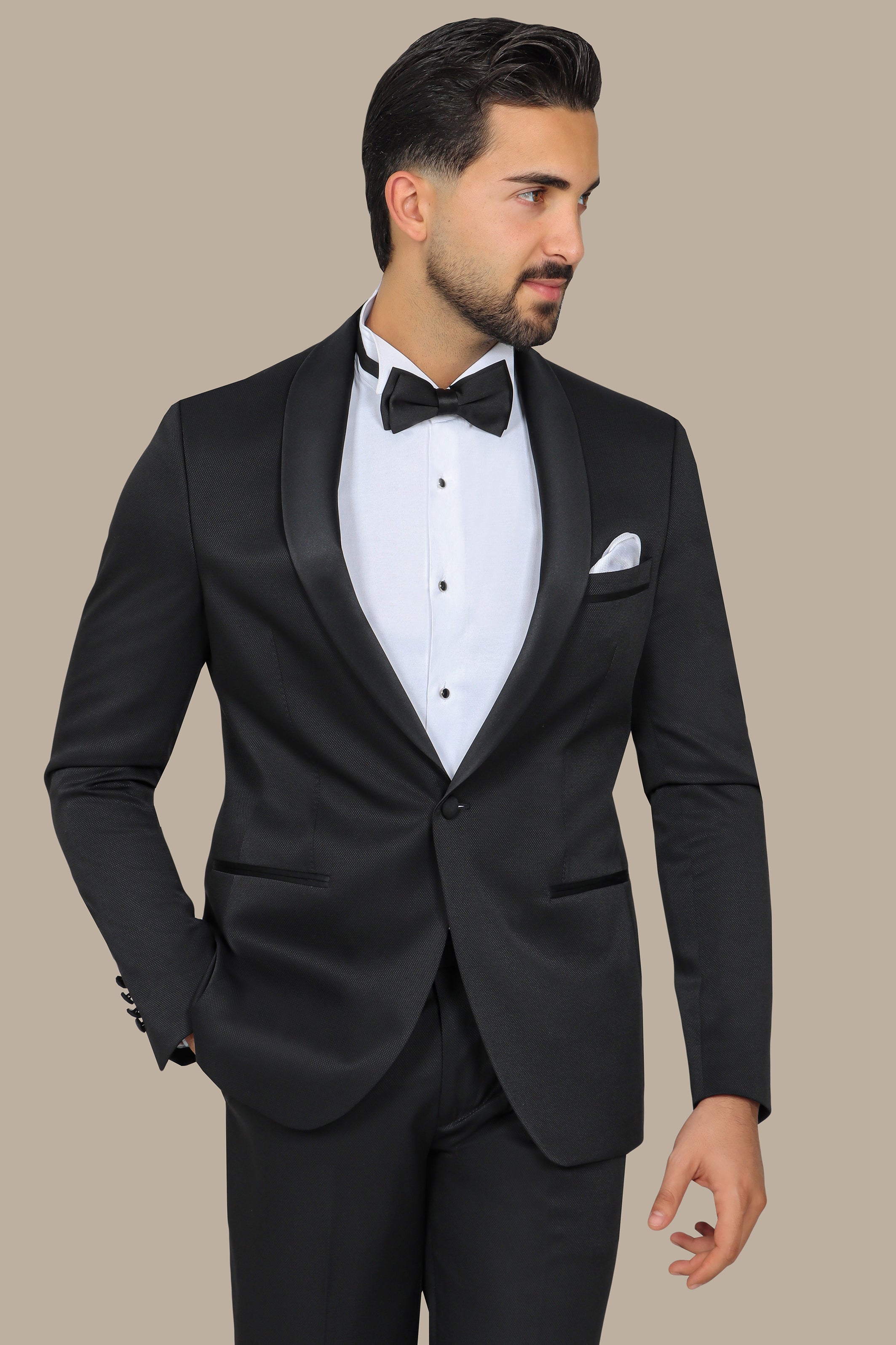 Black Pique Shawl Collar Tuxedo