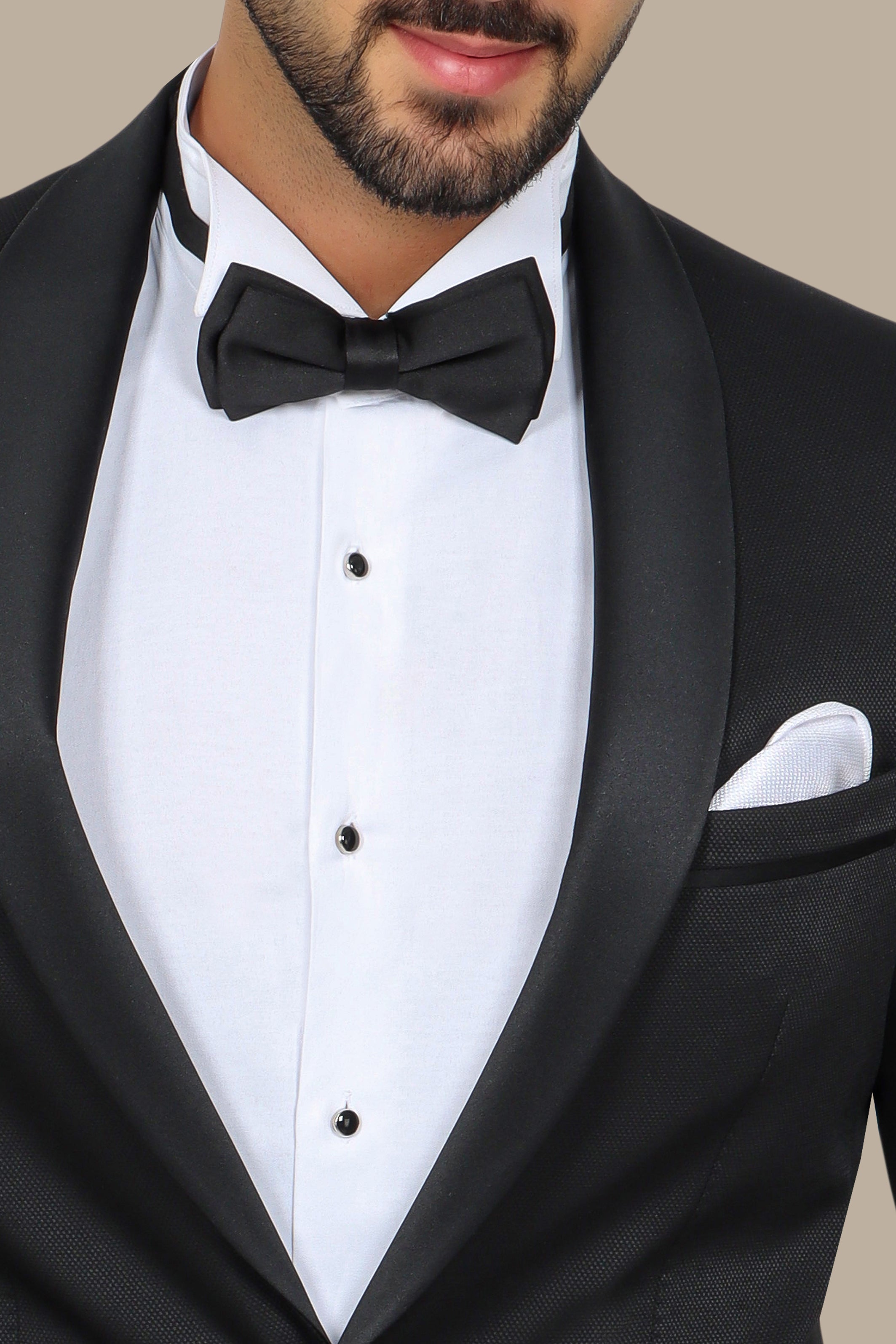 Black Pique Shawl Collar Tuxedo