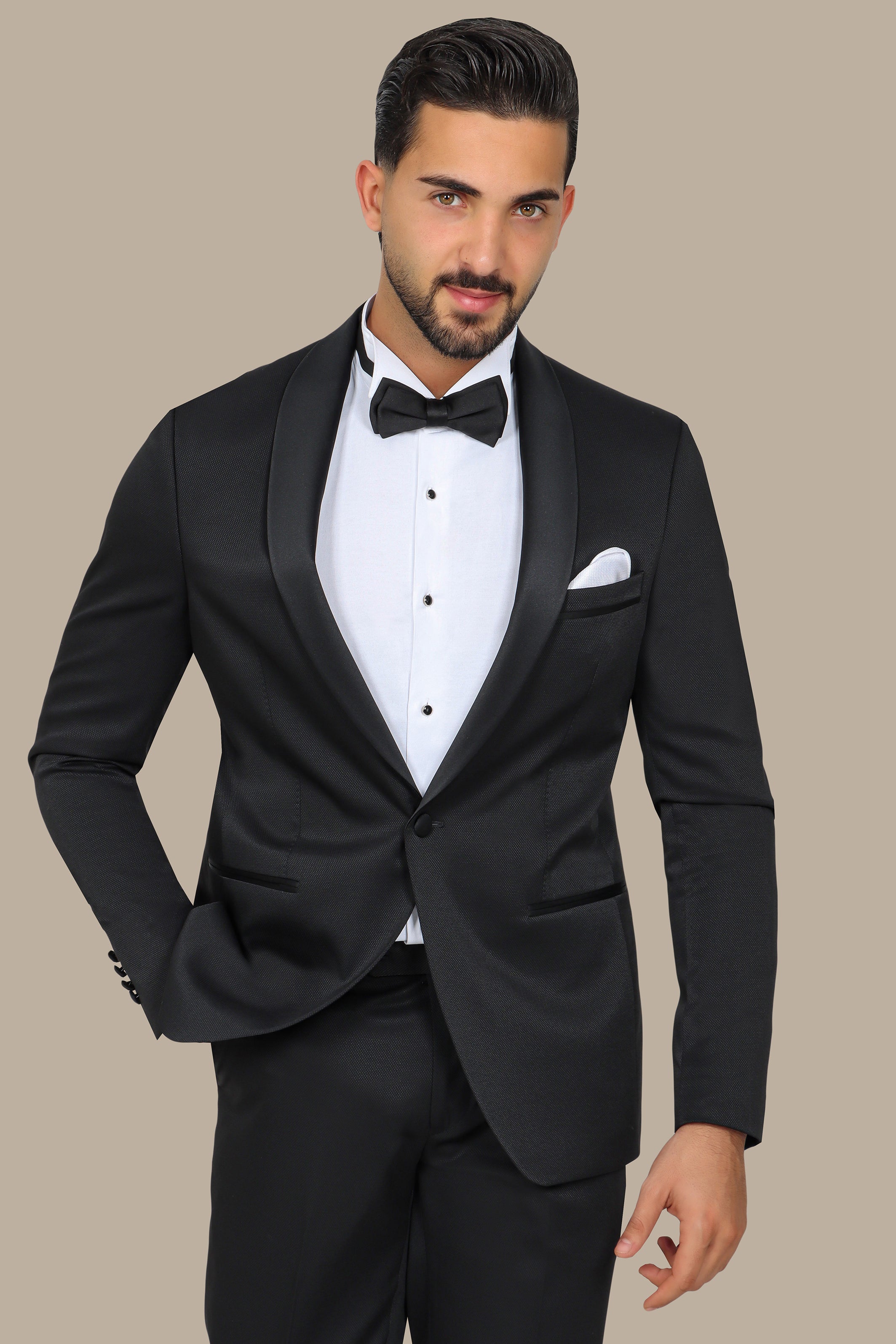 Black Pique Shawl Collar Tuxedo