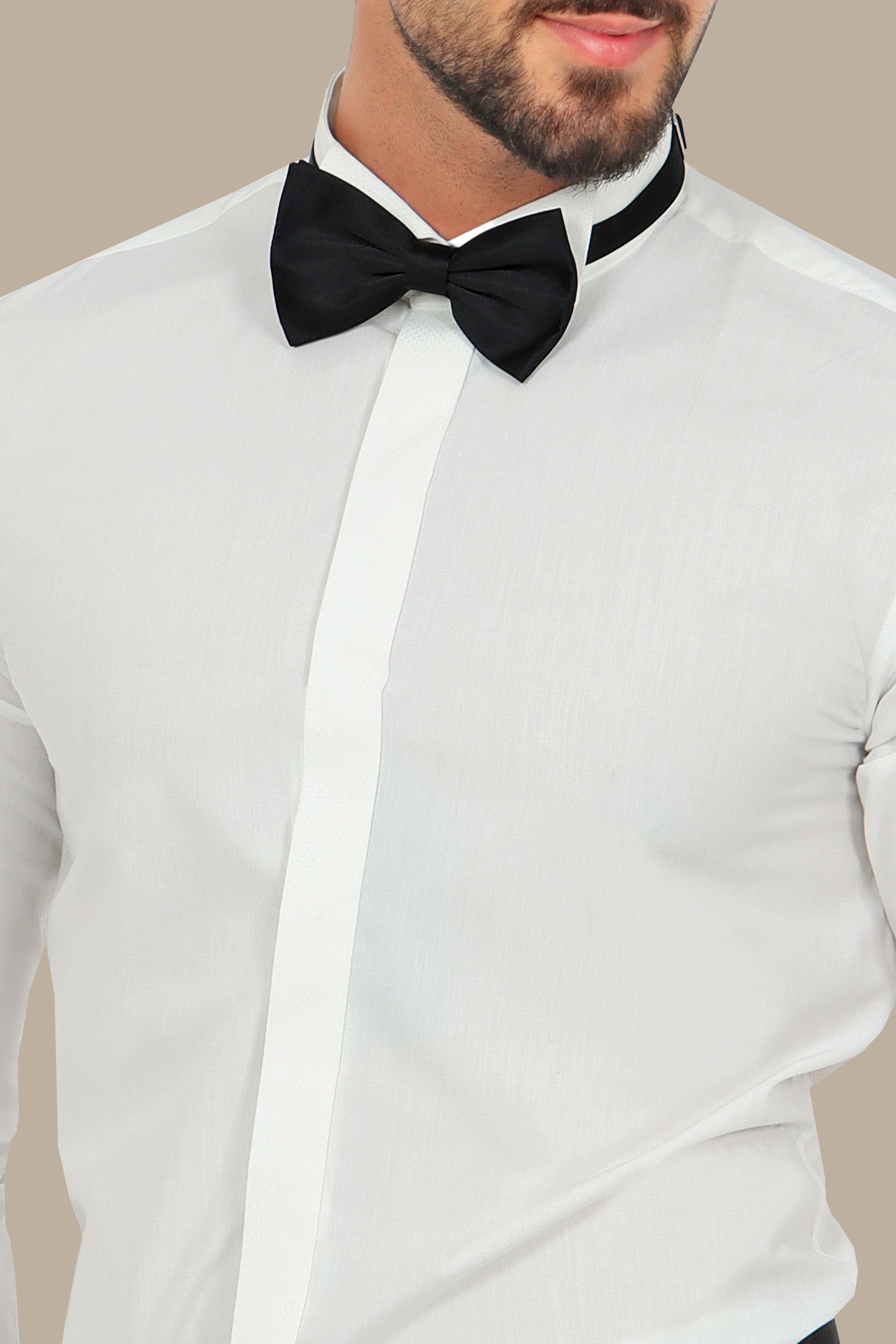 White Tuxedo Shirt with Dots