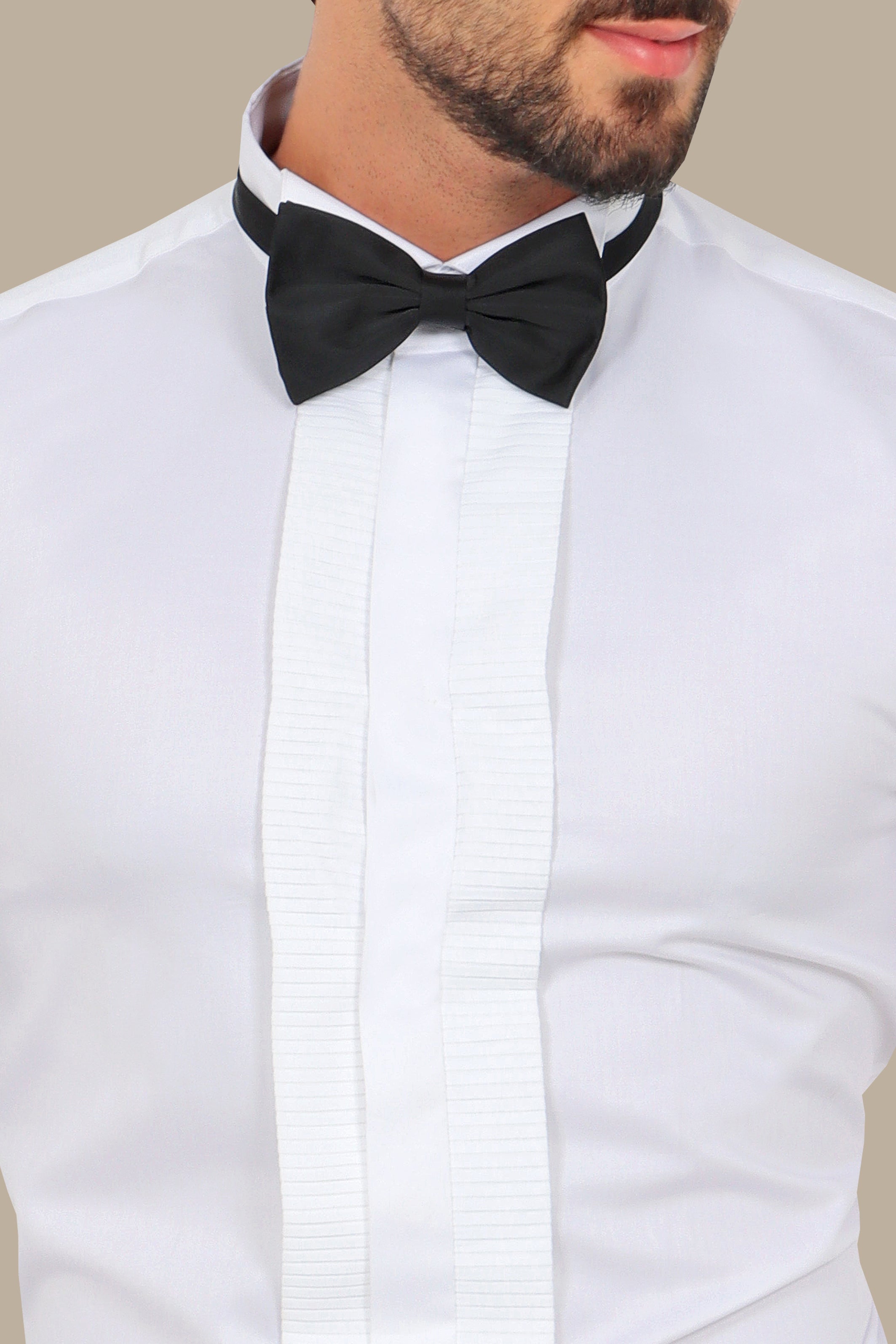 White Pleated Tuxedo Shirt