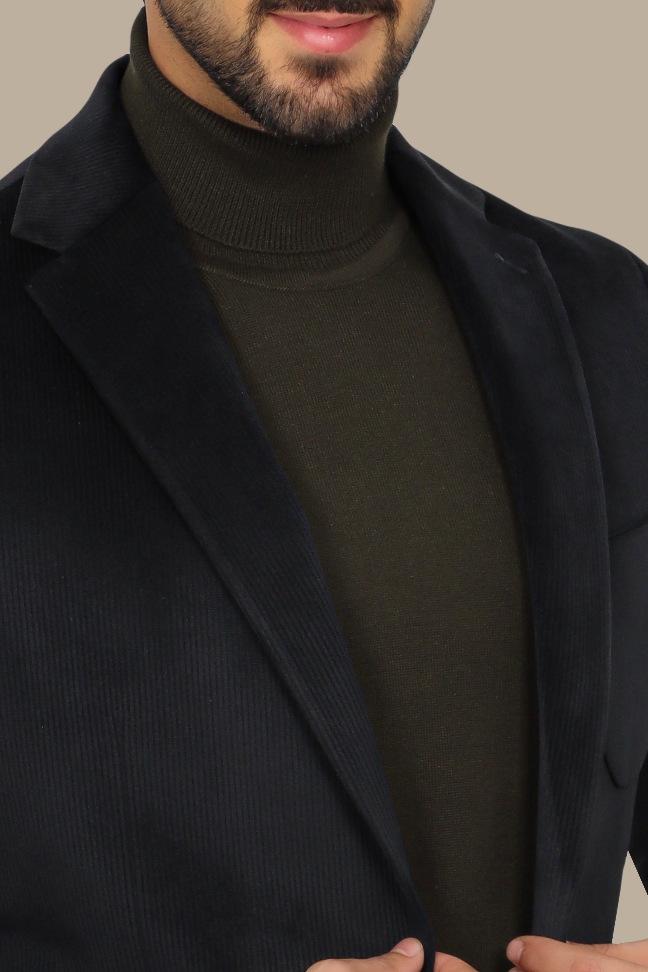 Black Corduroy Blazer with Patch Pockets