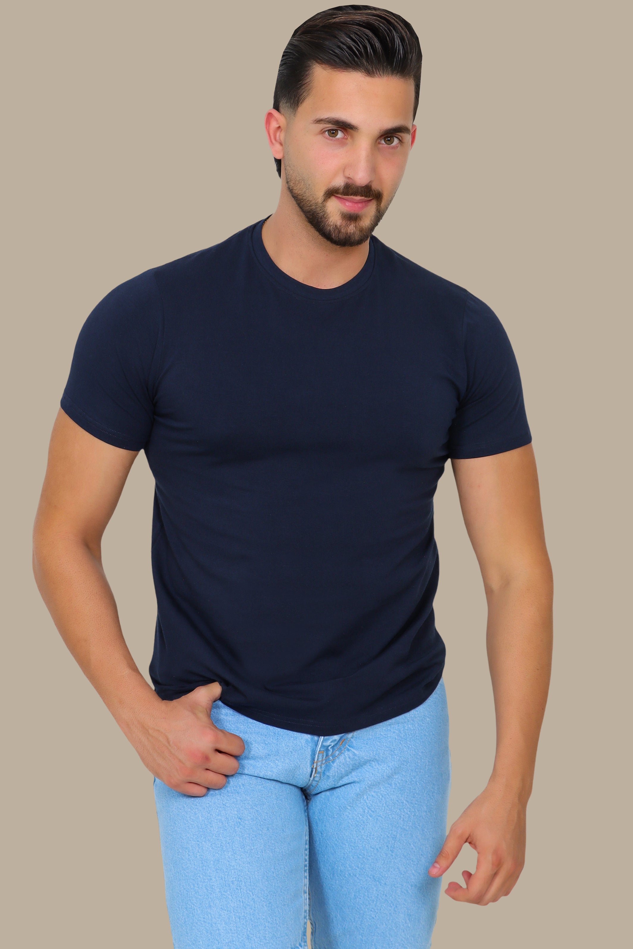 Navy Basic Round Neck T-Shirt