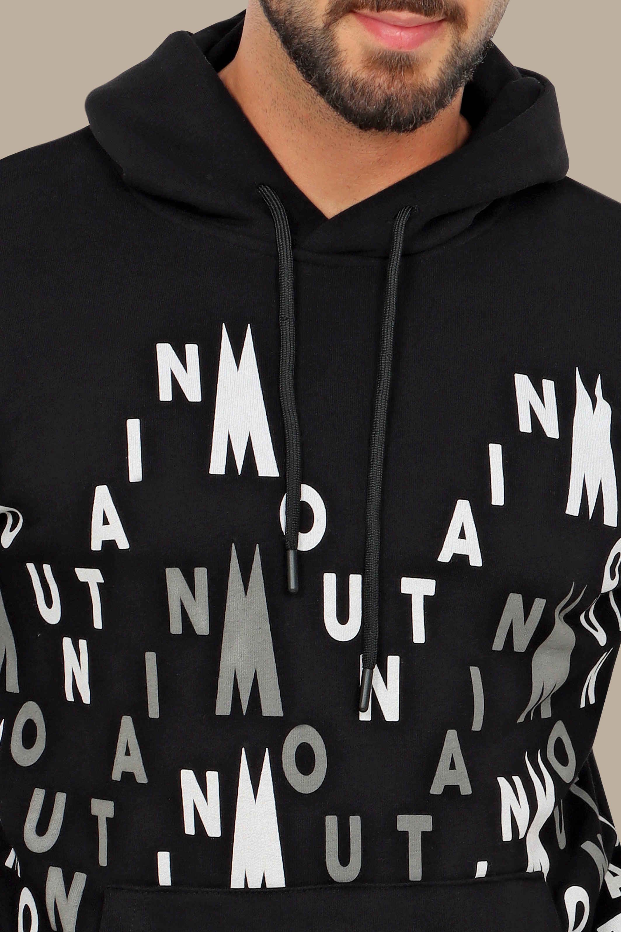 Black Hooded Mountain Sweatshirt