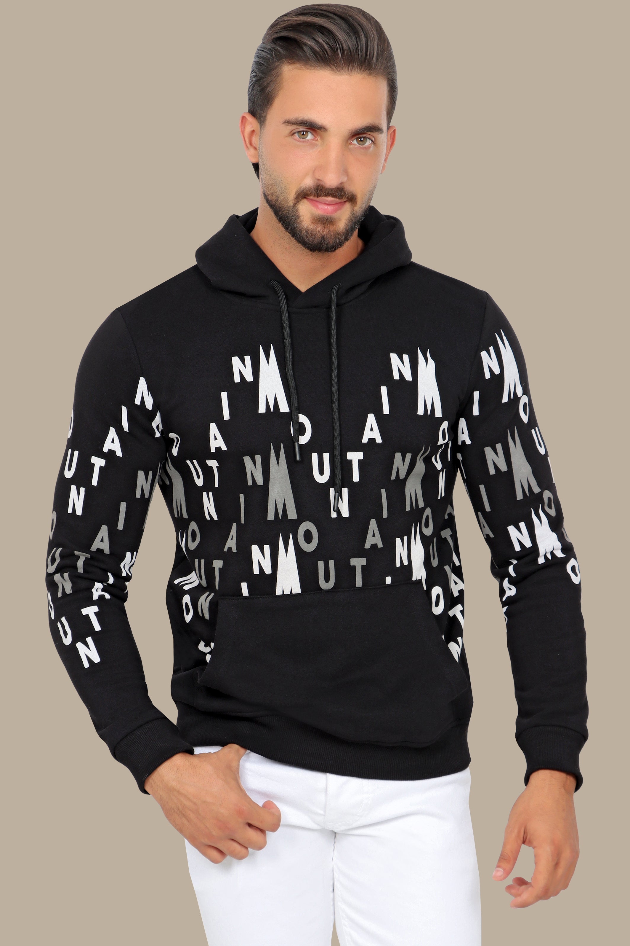 Black Hooded Mountain Sweatshirt