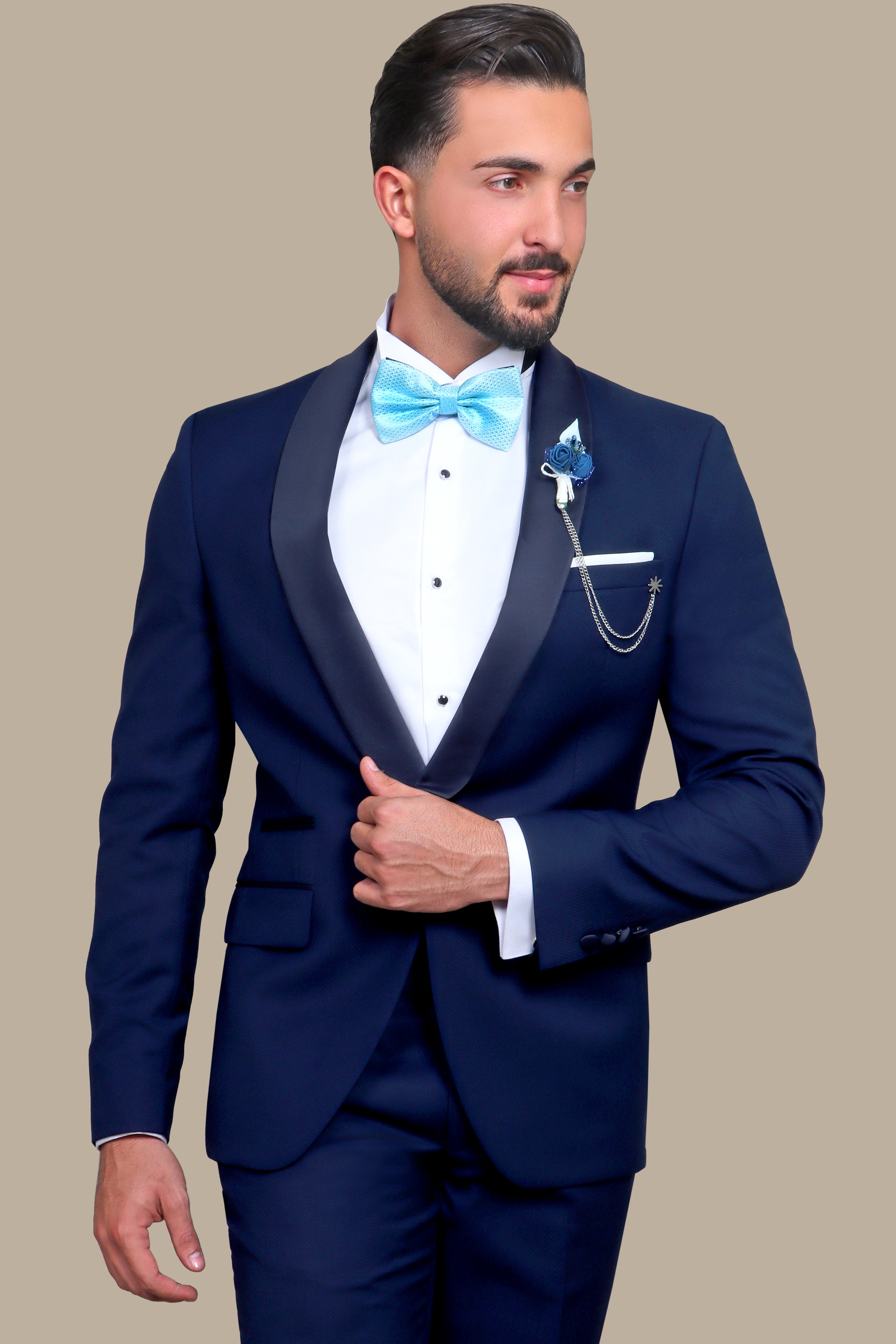 Navy Structured Shawl Collar Tuxedo