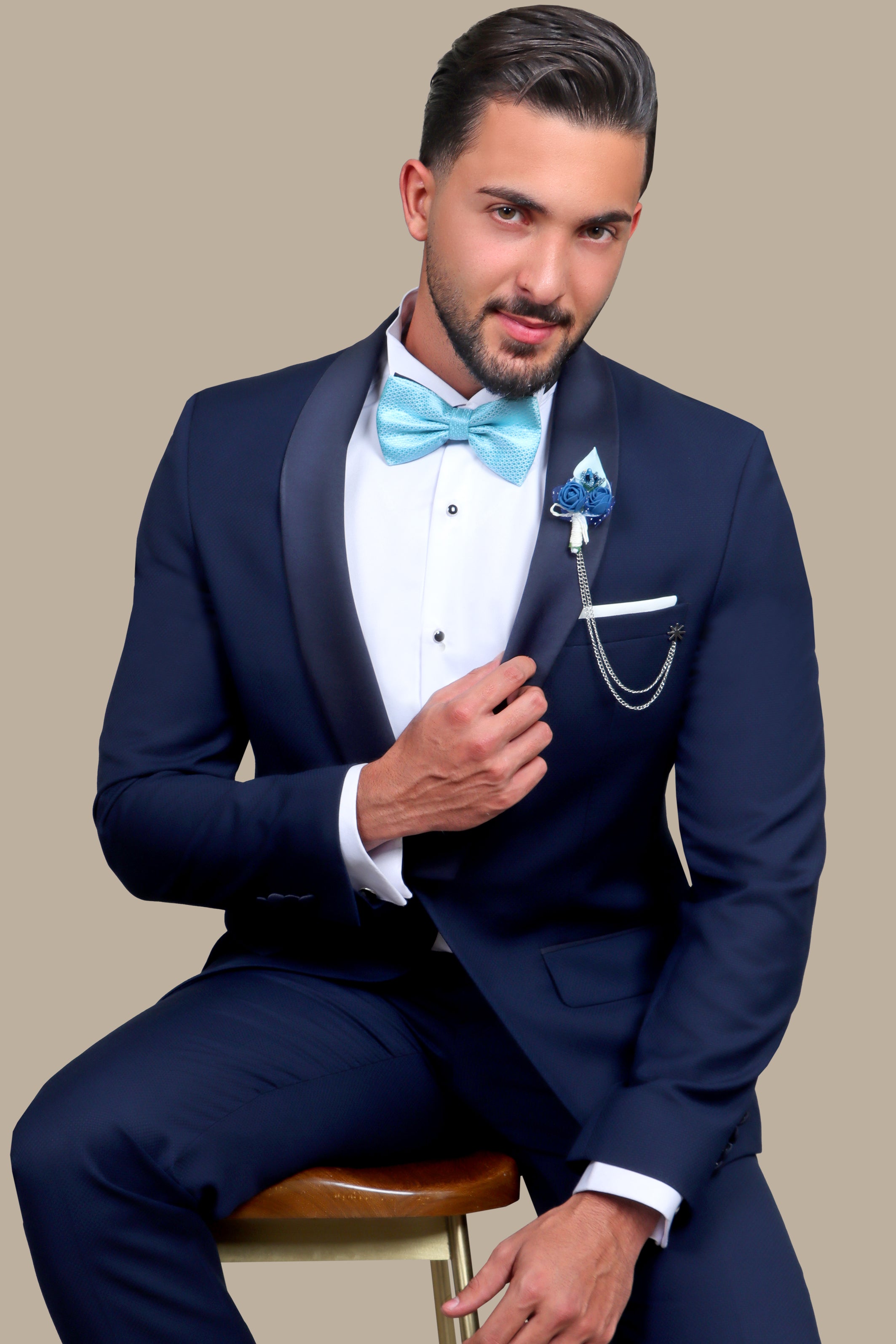 Navy Structured Shawl Collar Tuxedo