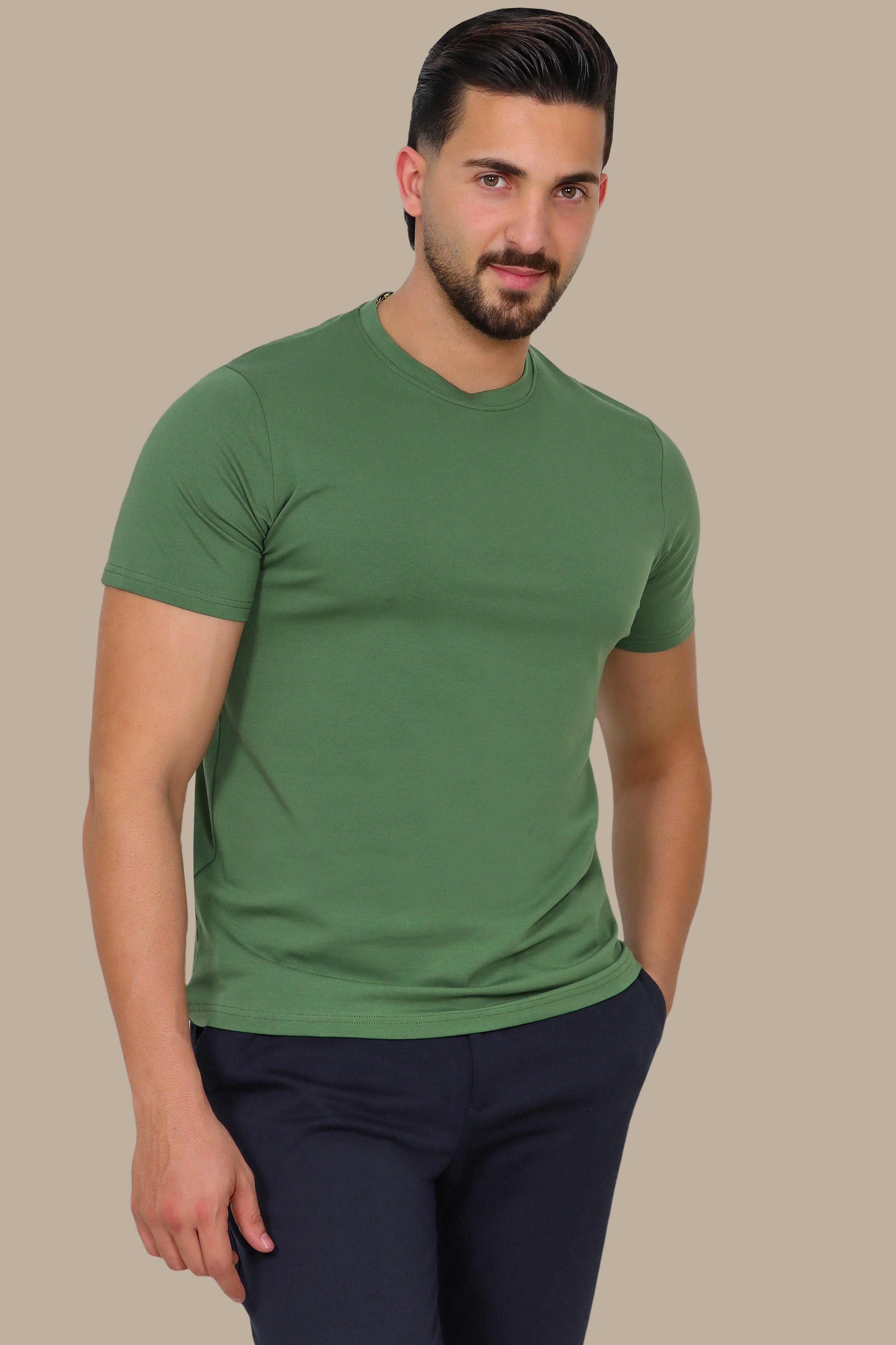 Green Basic Round Neck T-Shirt