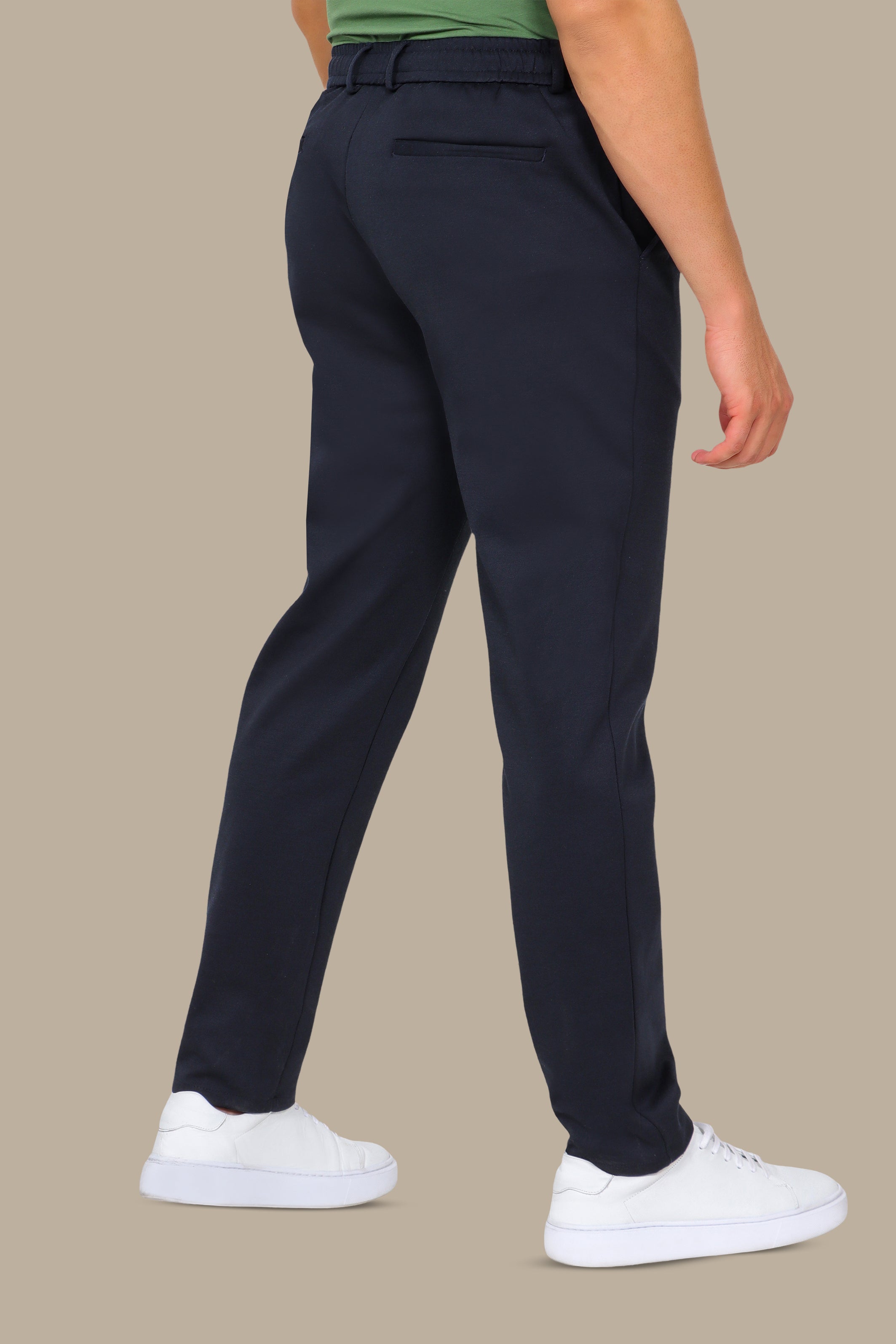Navy Basic Jogger Pants with Ribbon