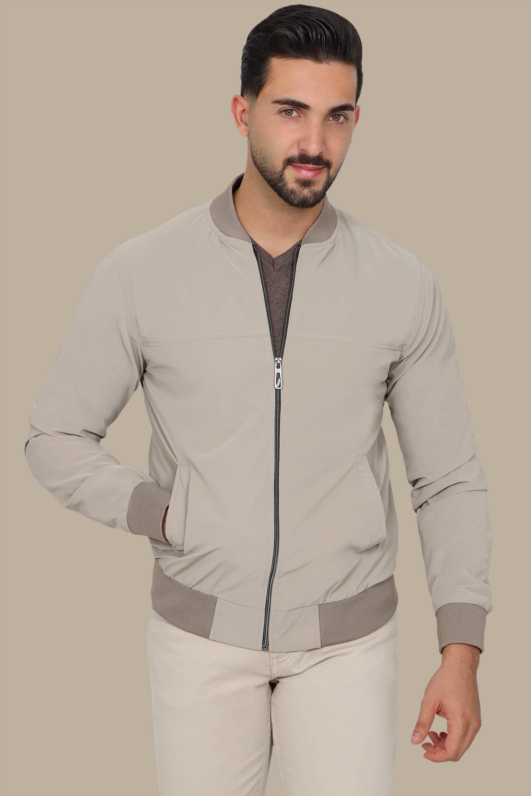 Light Brown Waterproof Blouson – Stylish & Practical