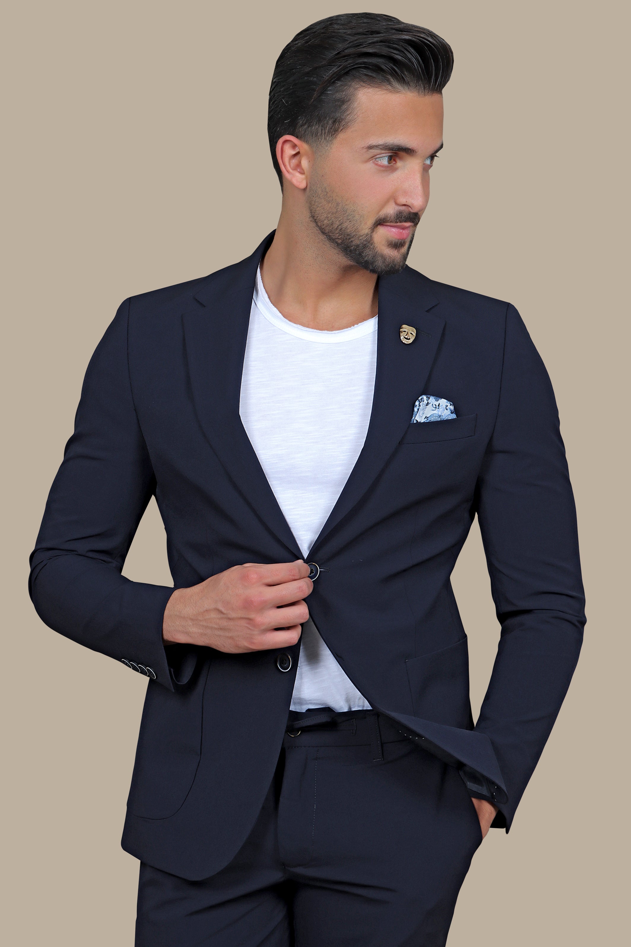 Navy Plain Patch Pocket Travel Suit