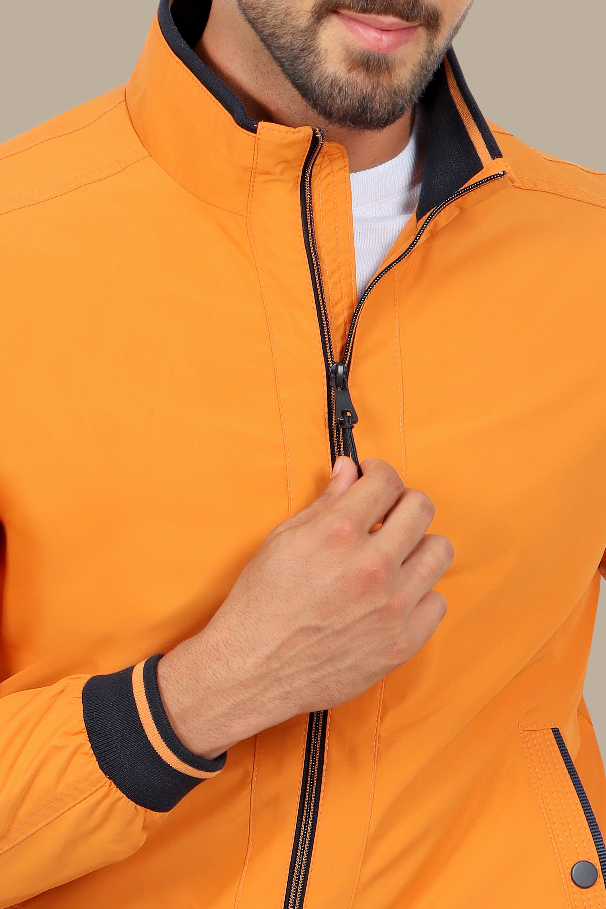 Vibrant Orange Piping Bliss: Your Must-Have Jacket Blouson