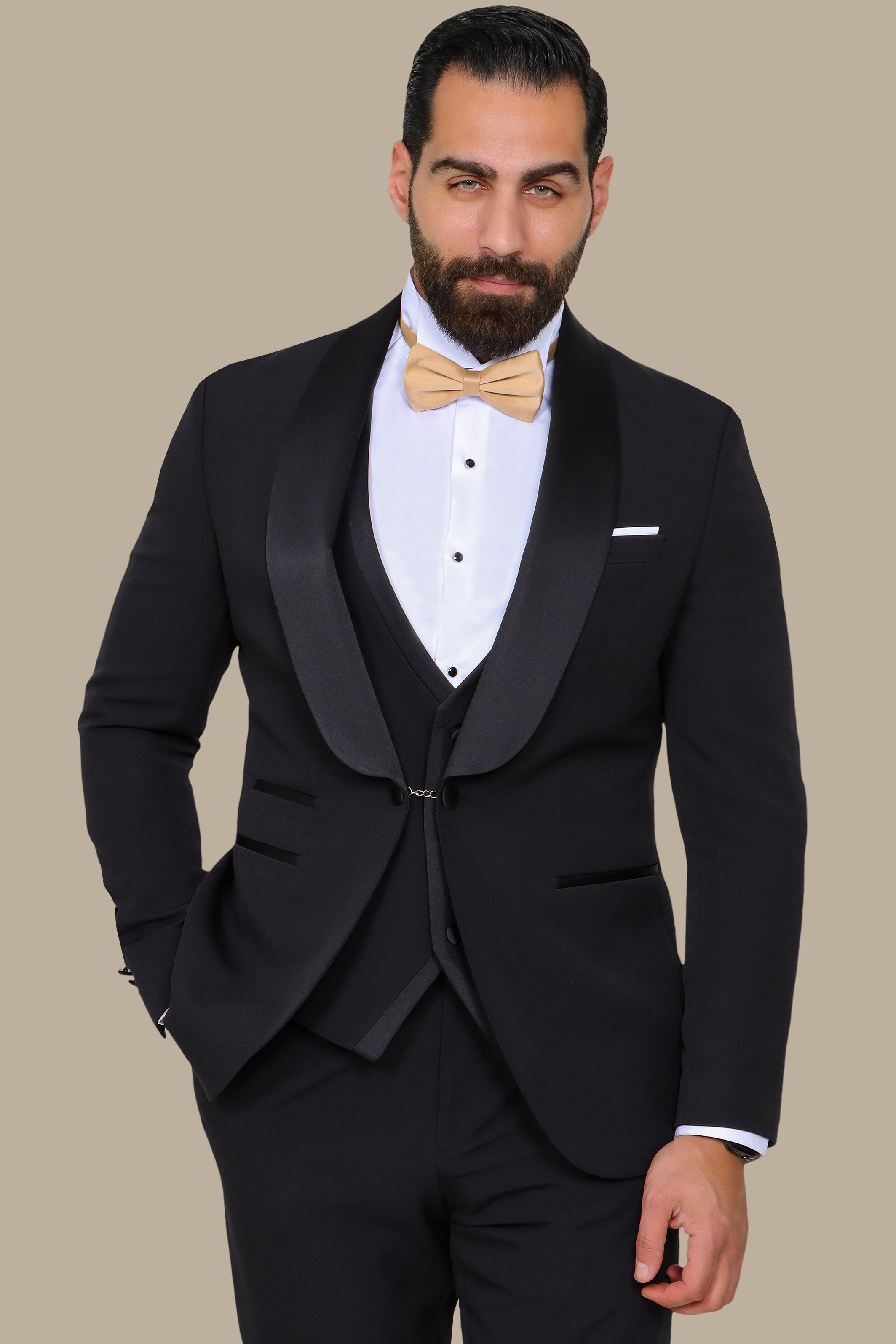 Classic Black 4-Piece Tuxedo with Shawl Collar