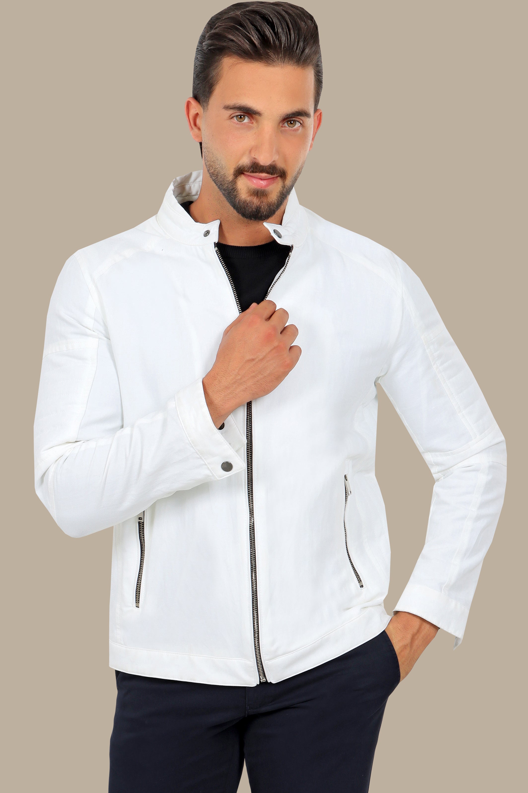 White Cotton Mao Jacket: Effortless Elegance for Every Occasion