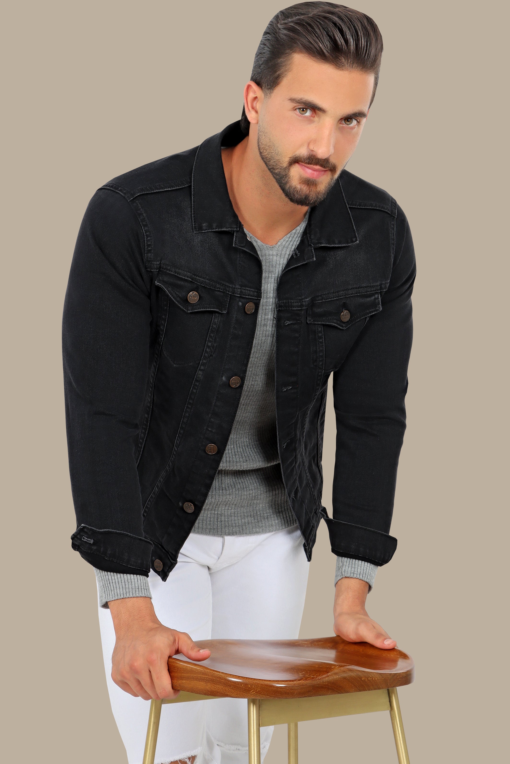 Black Basic Denim Jacket