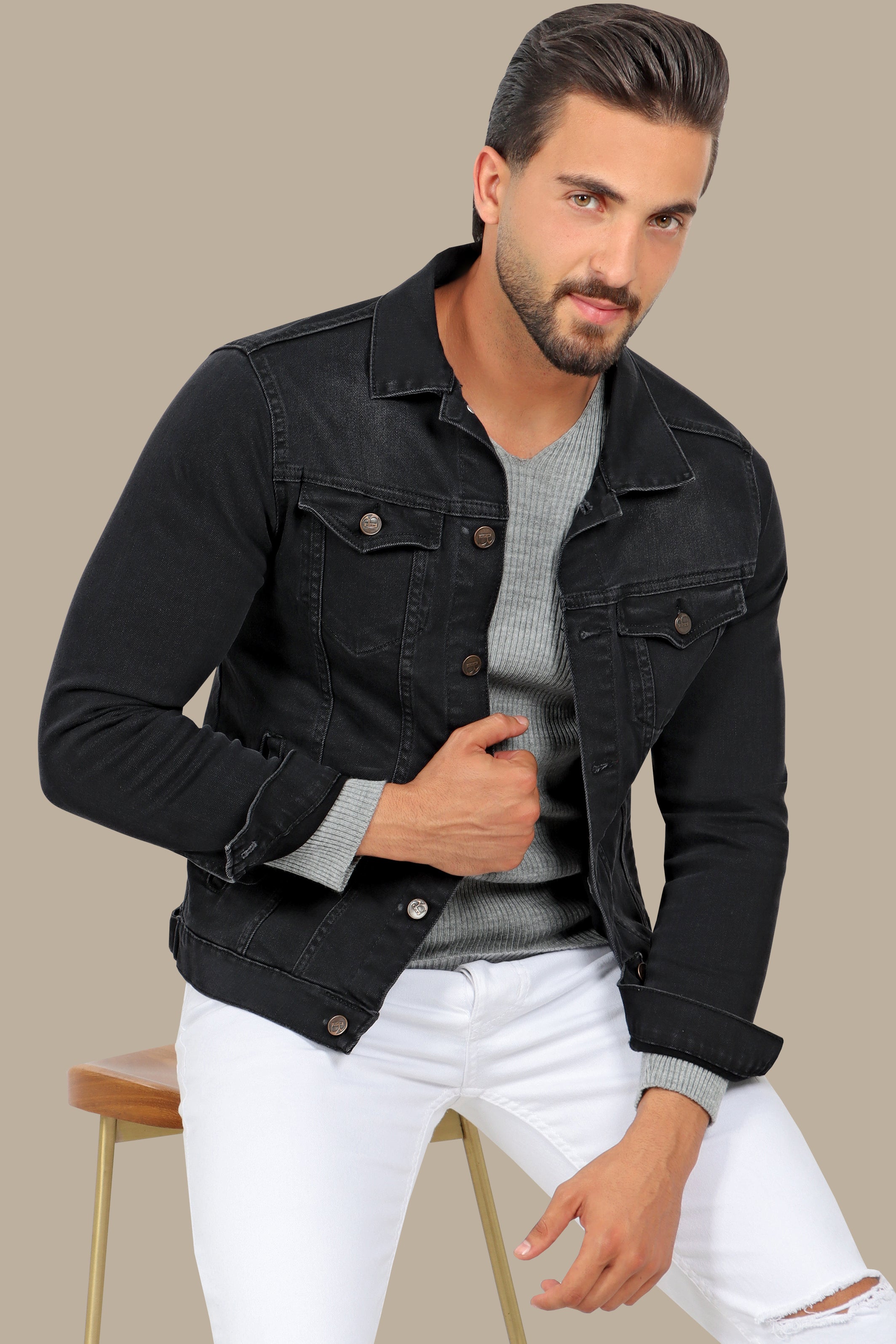 Black Basic Denim Jacket