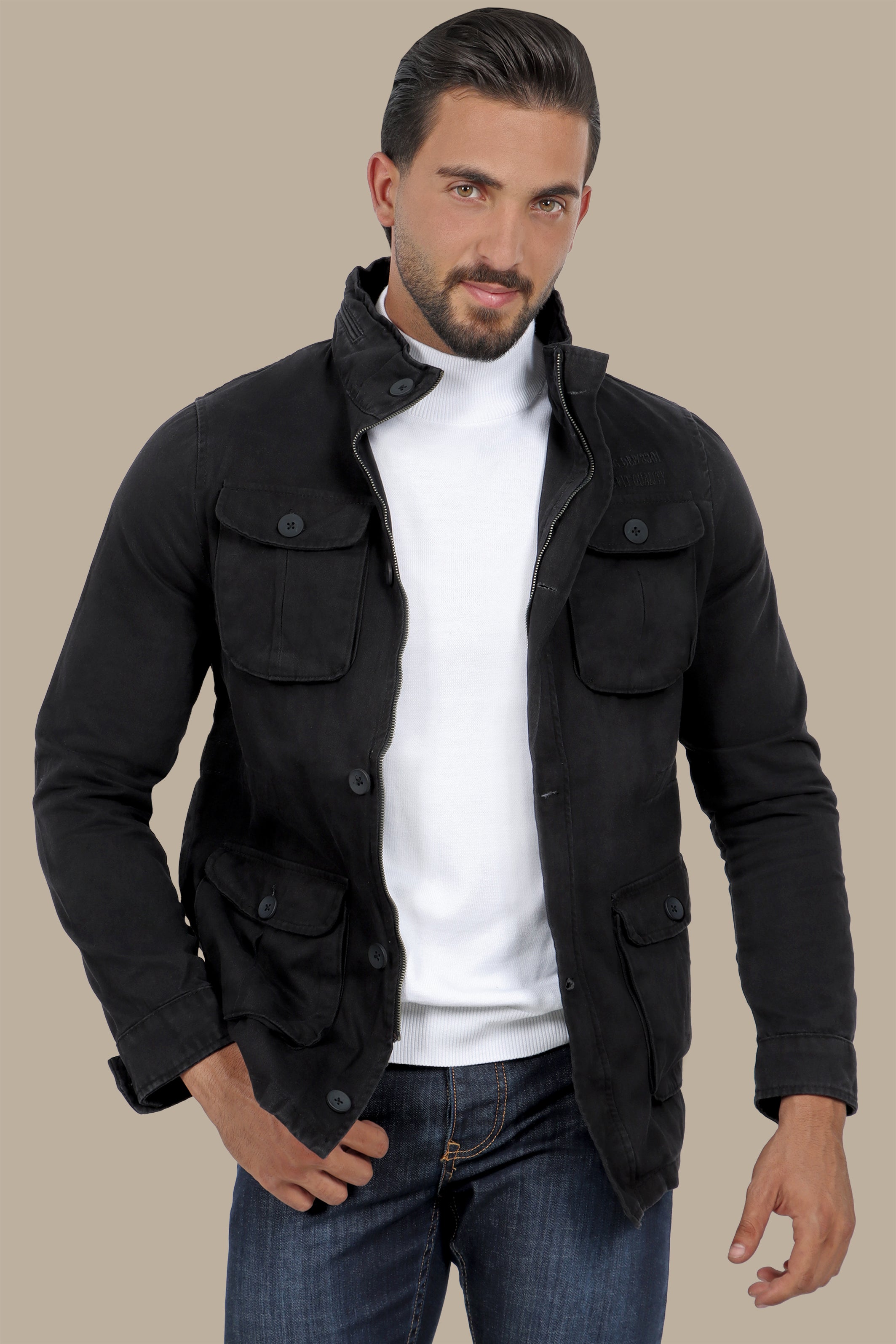 Urban Safari Classic: Black Safari-Inspired Jacket