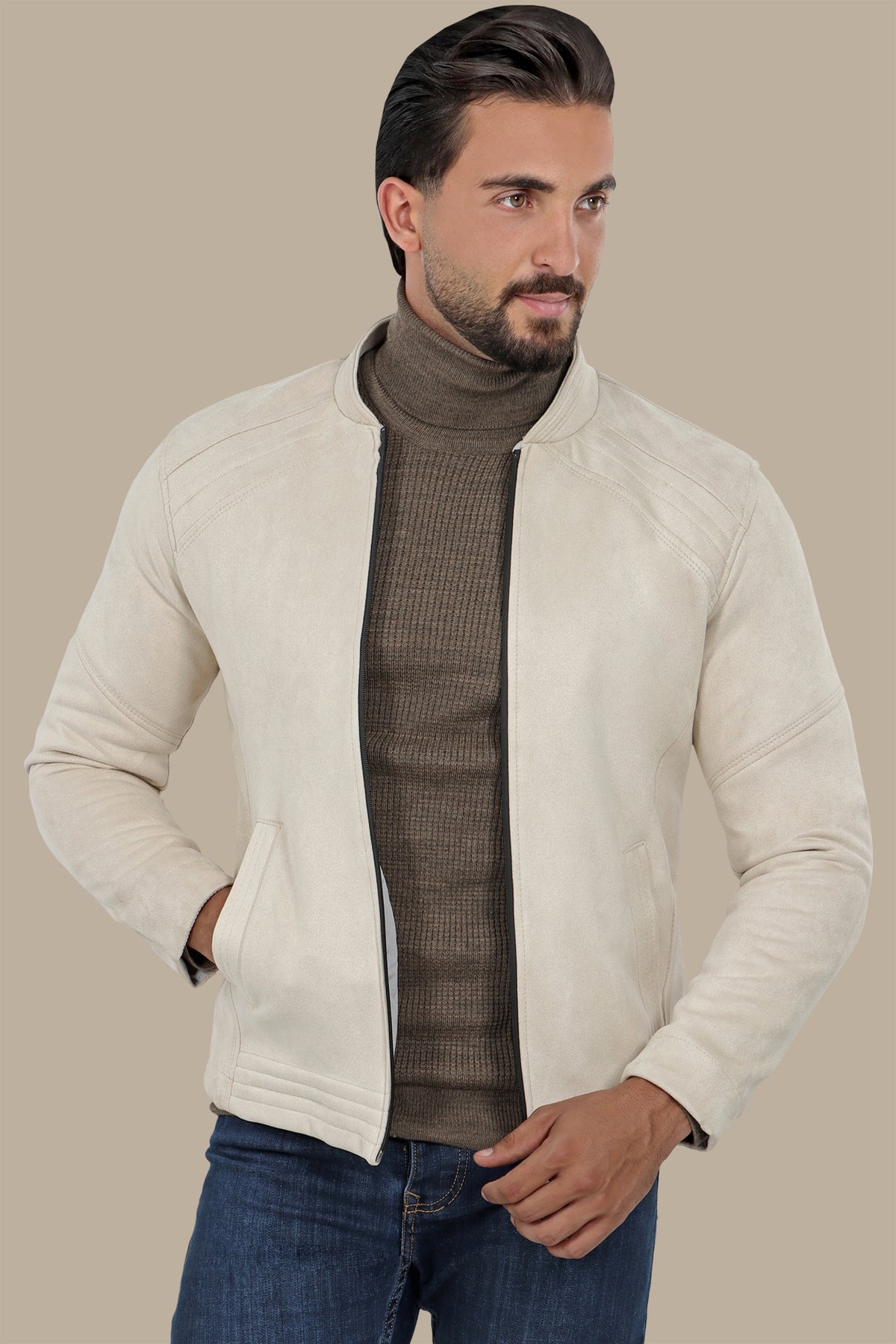 Comfort: Col Mao Faux Dan Jacket