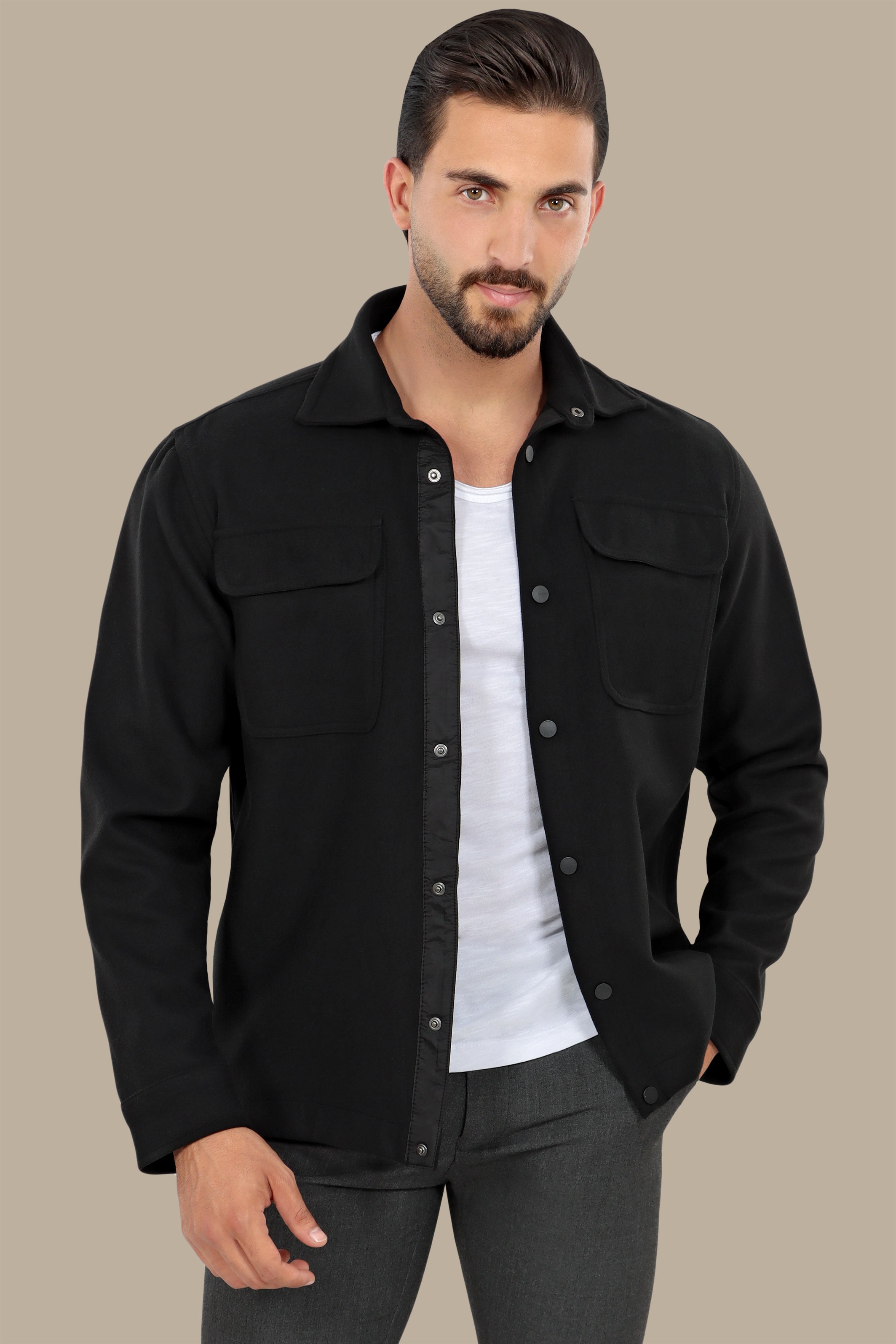 Black Jacket Comfort with Dual Flap Pockets: The Ultimate Style and Utility