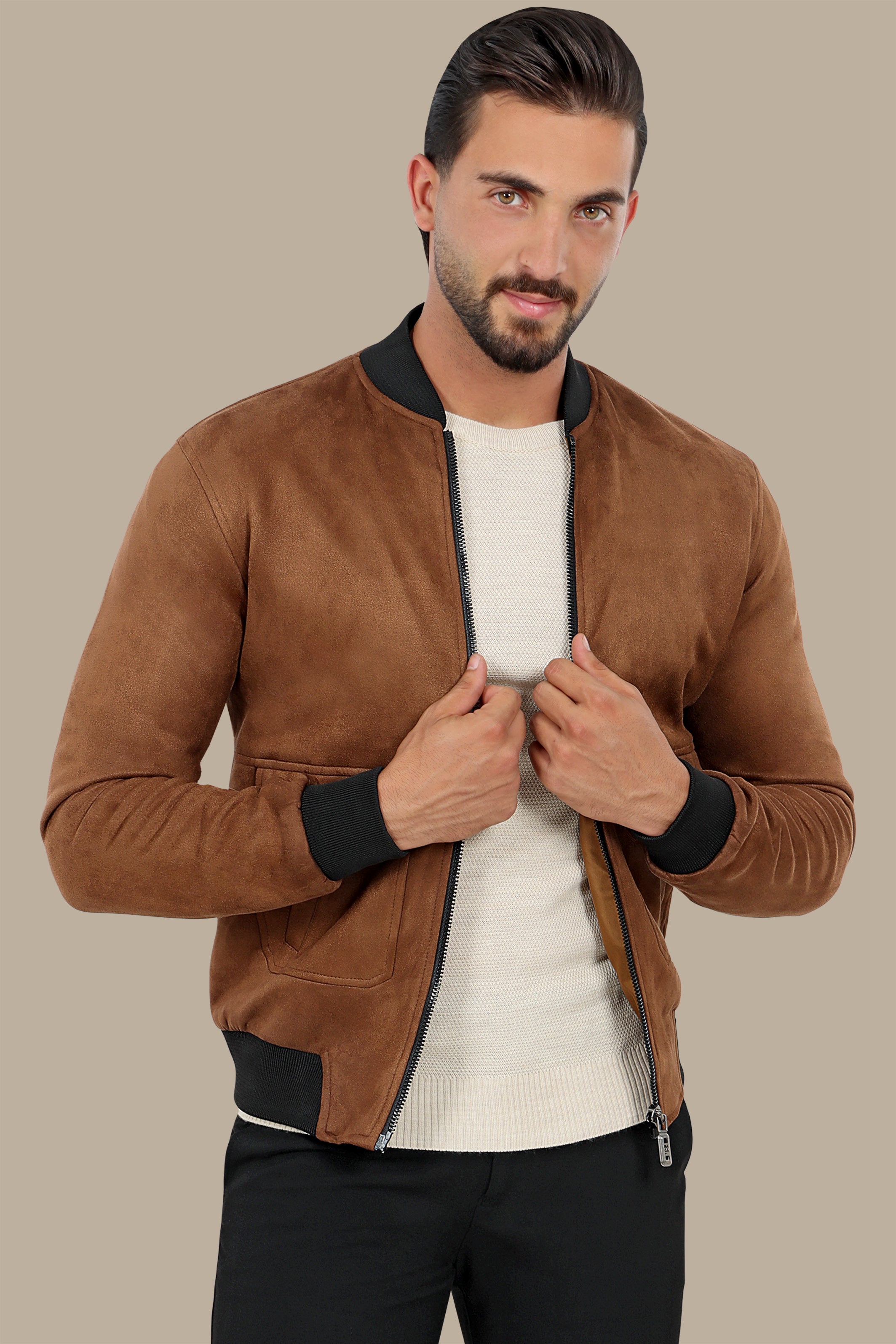 Havane Harmony: Col Mao Blouson Jacket