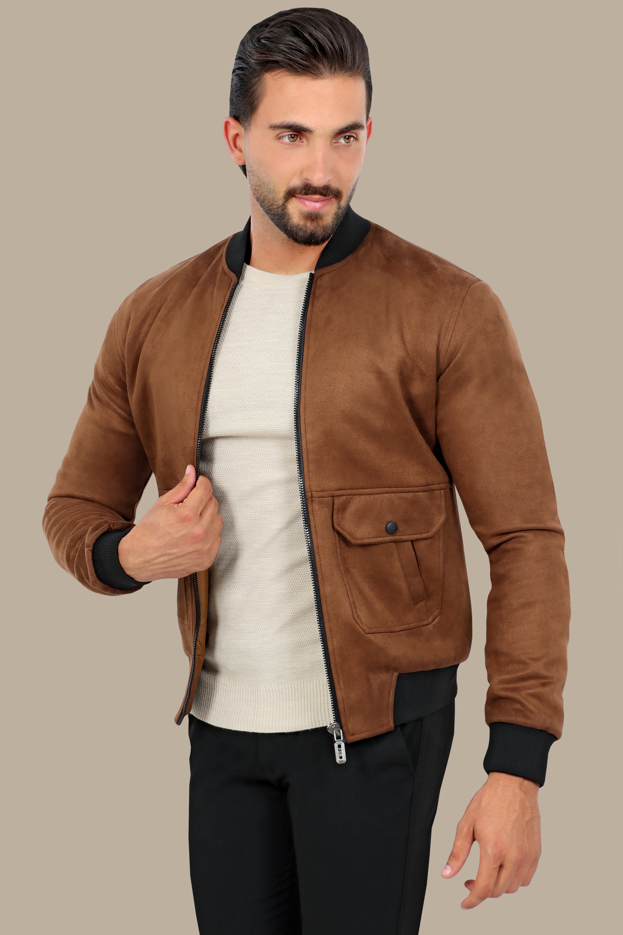 Havane Harmony: Col Mao Blouson Jacket