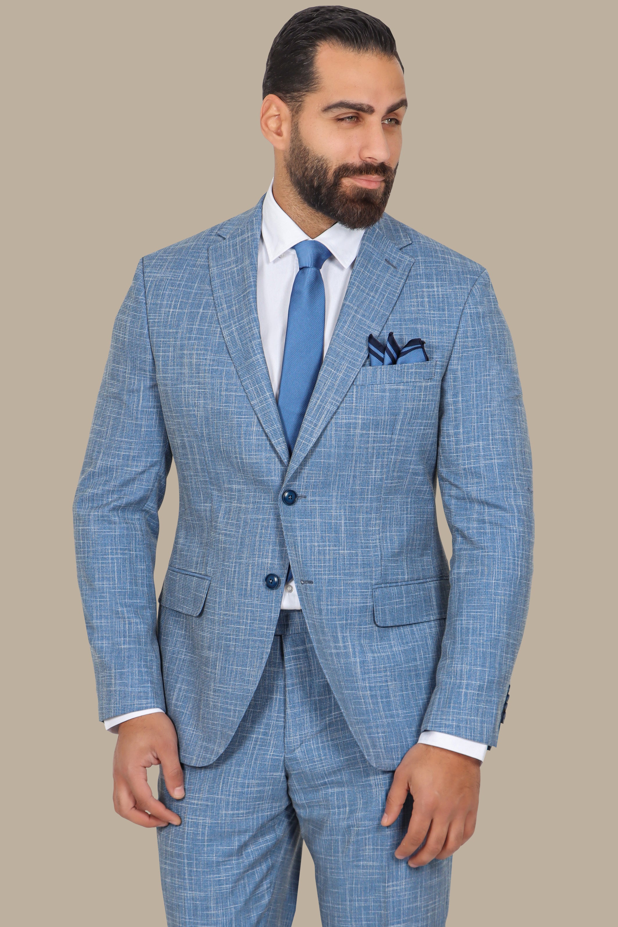 Blue 2-Piece Suit with Fila Fil Notch Lapel