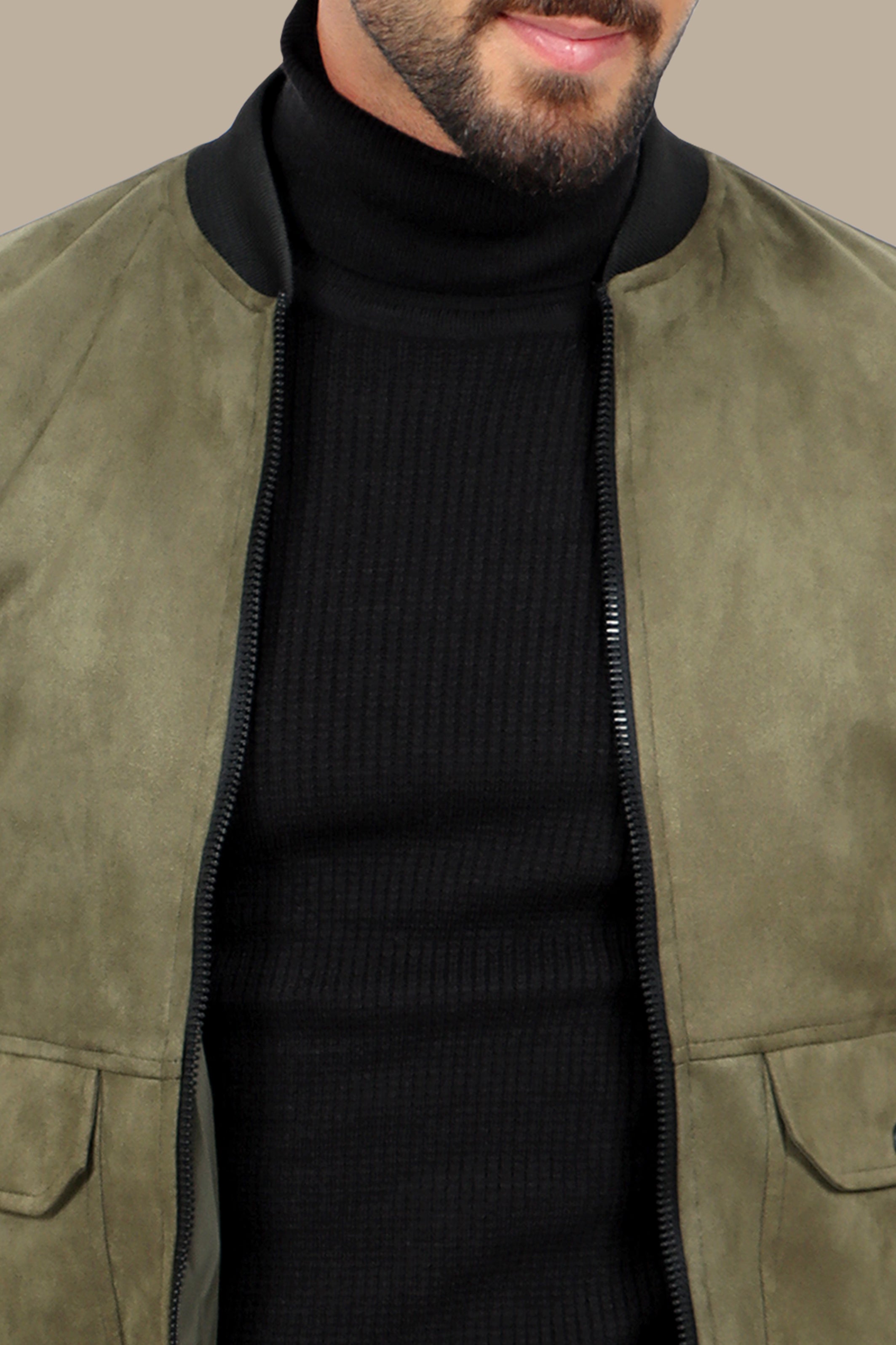 Khaki Coolness: Col Mao Blouson Jacket