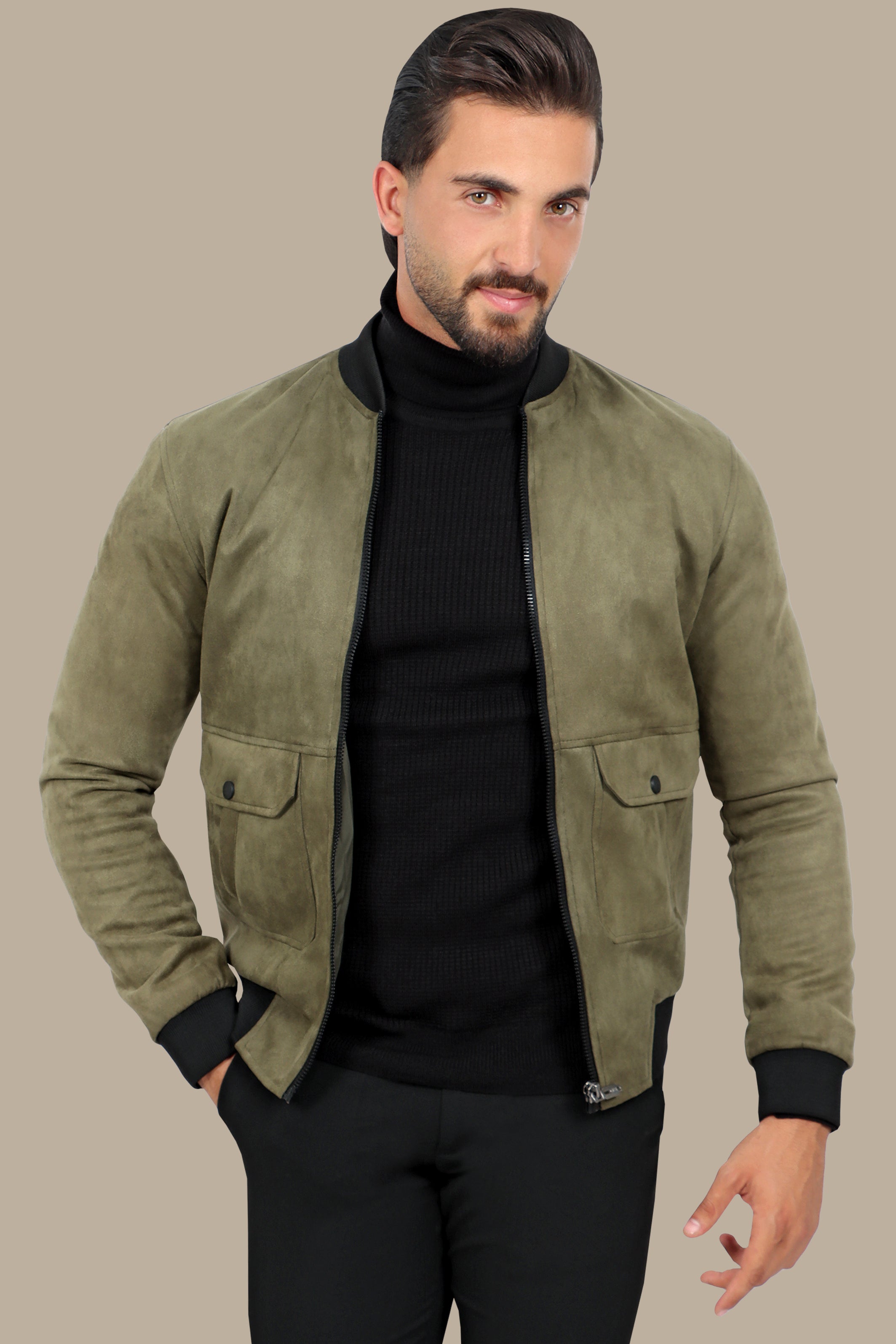 Khaki Coolness: Col Mao Blouson Jacket