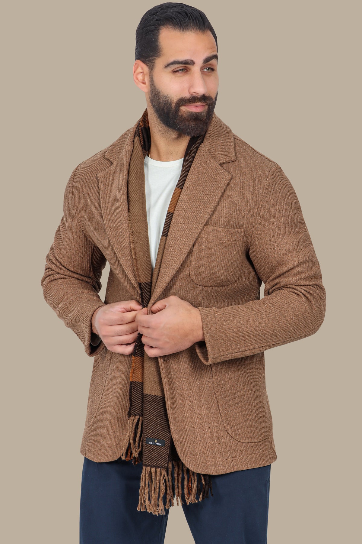 Cotton Mercerized Blazer with Notch Lapel