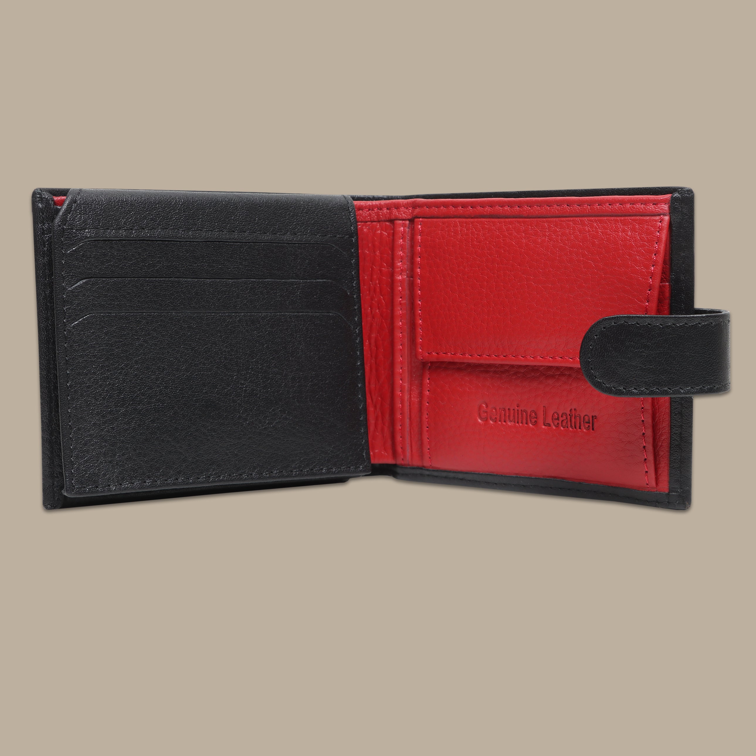 Dual Tone Opulence: The Black Flap Capsule Wallet - A Fusion of Style and Functionality