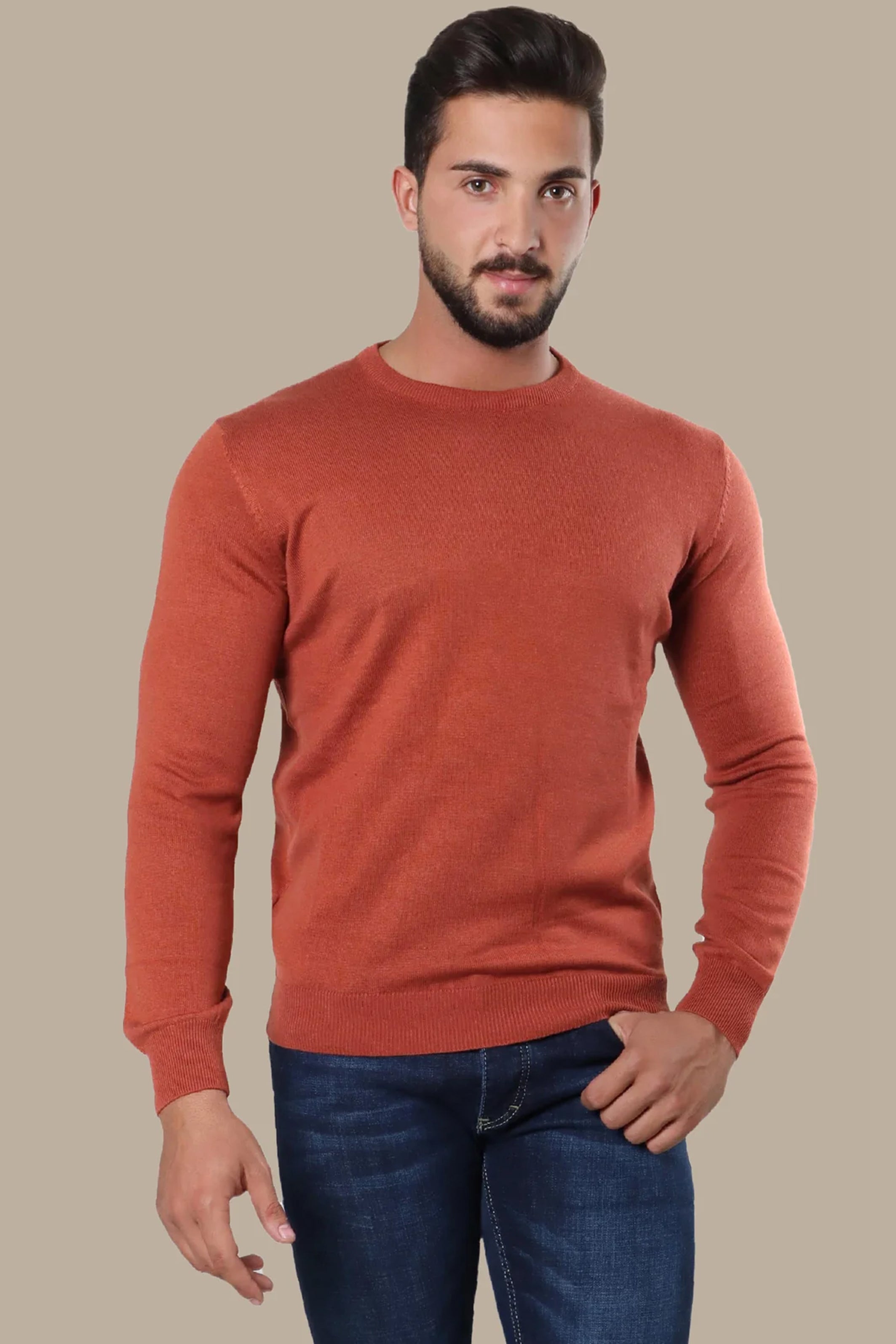 Sweater R-Neck Basic | Brick