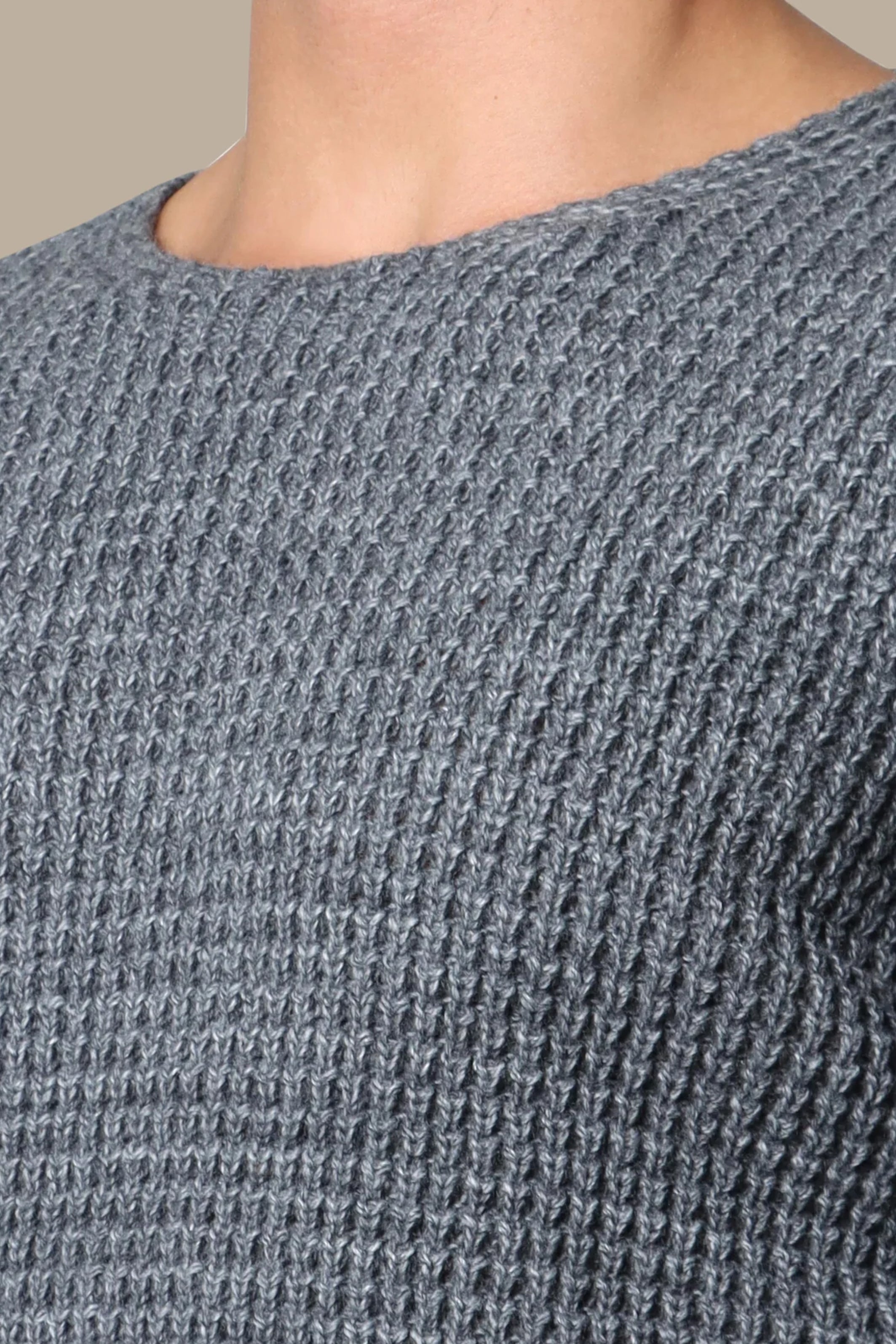 Sweater Knitted Open Neck | Dark Grey