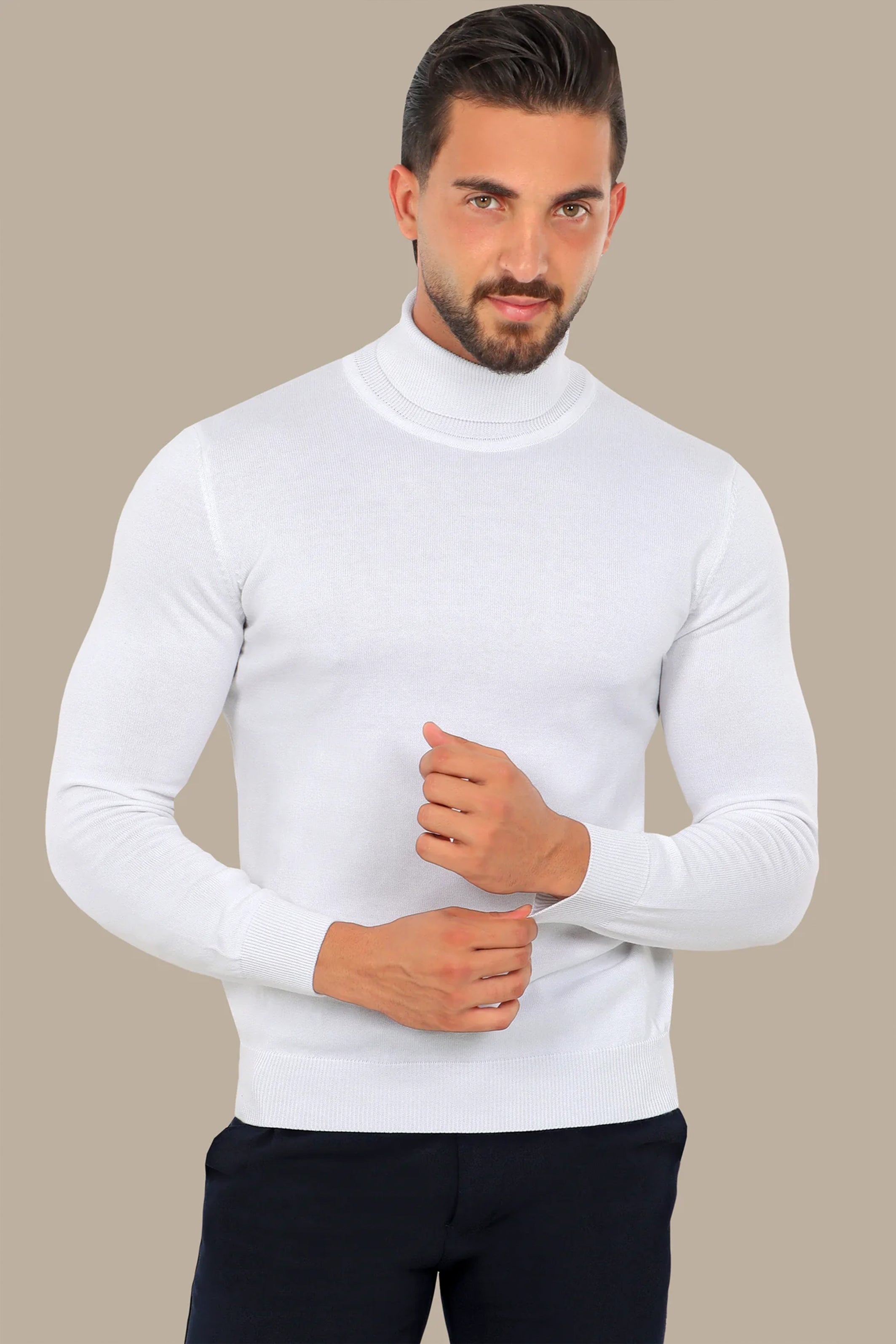 White Turtle Neck Basic Sweater