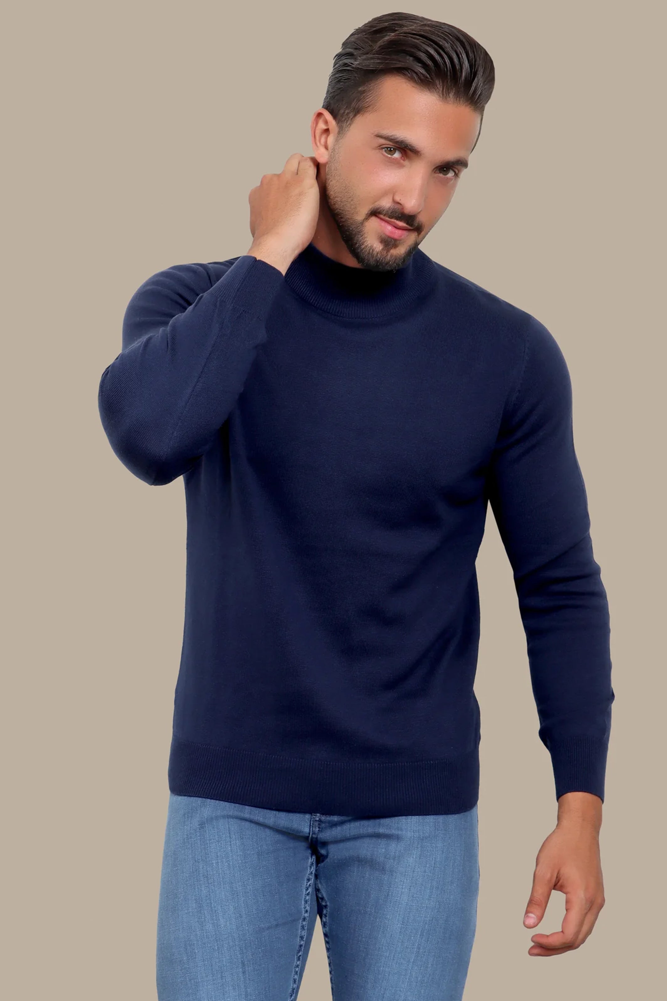 Sweater High Neck Basic | Navy