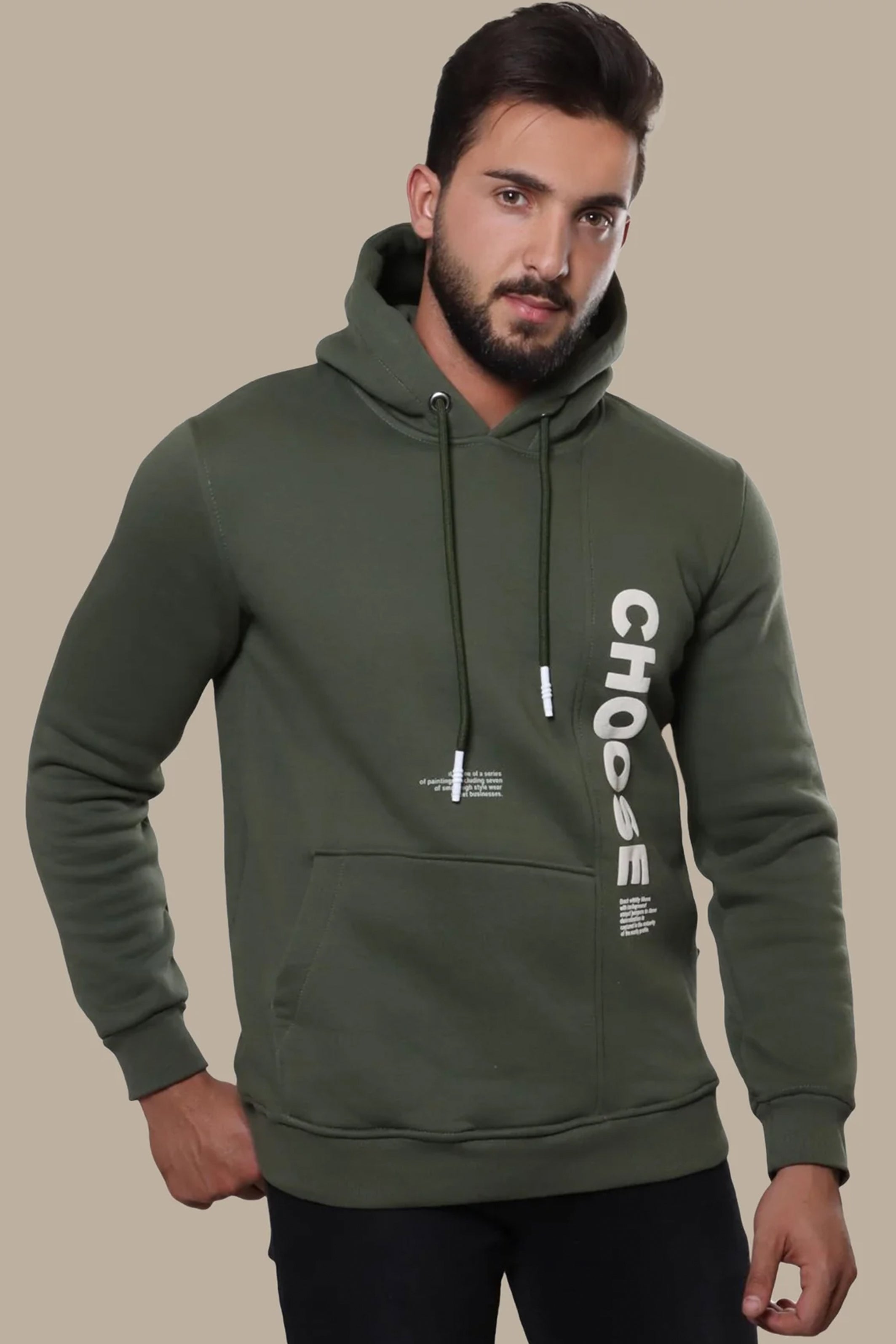 Sweatshirt Hoodie Letters Printed | Khaki