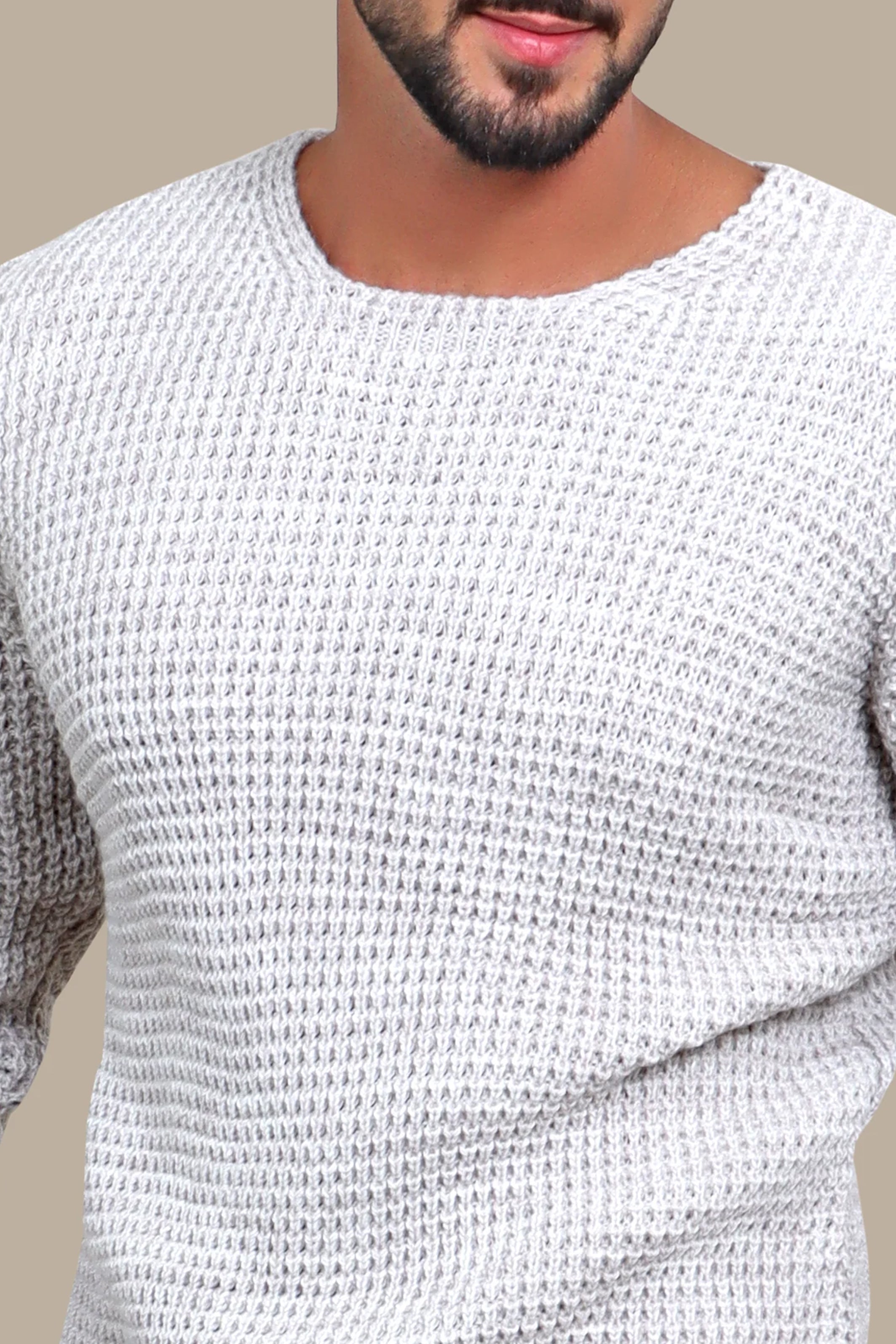 Sweater Knitted Open Neck | Beige