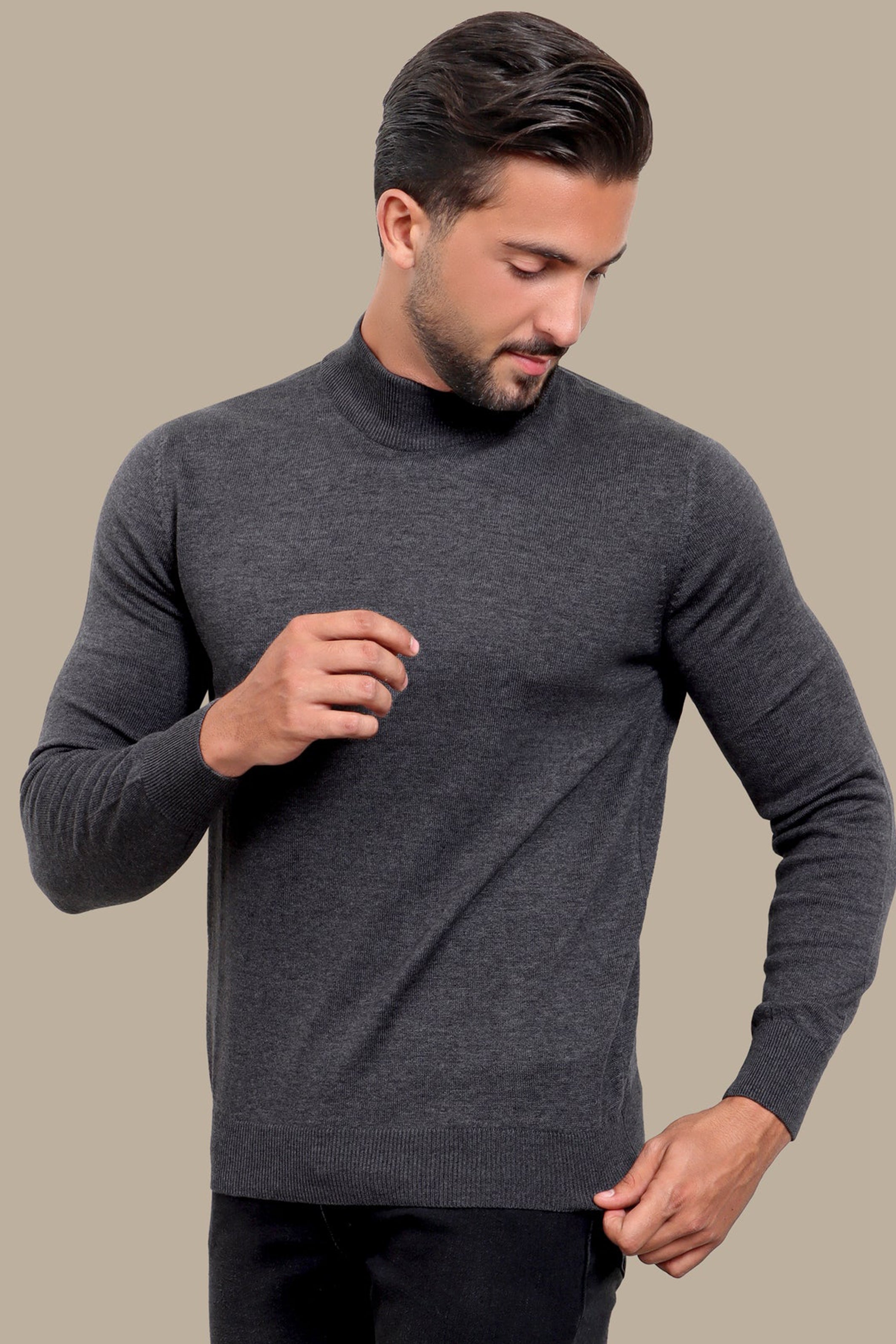 Sweater high Neck Basic | Dark Grey